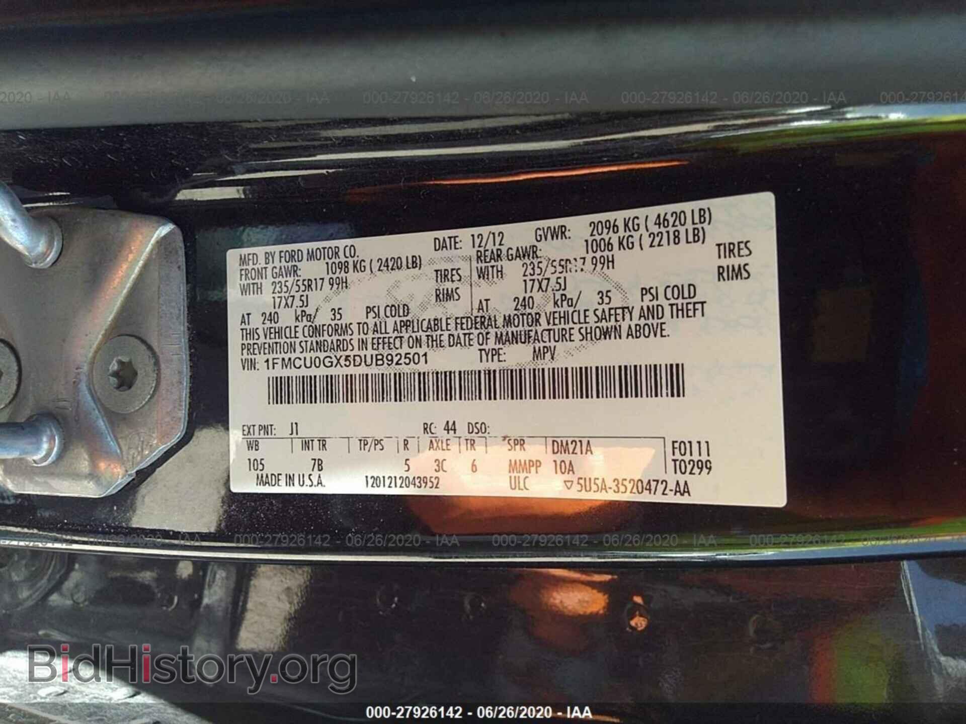 2013 FORD ESCAPE - VIN: 1FMCU0GX5DUB92501 - Фото 9