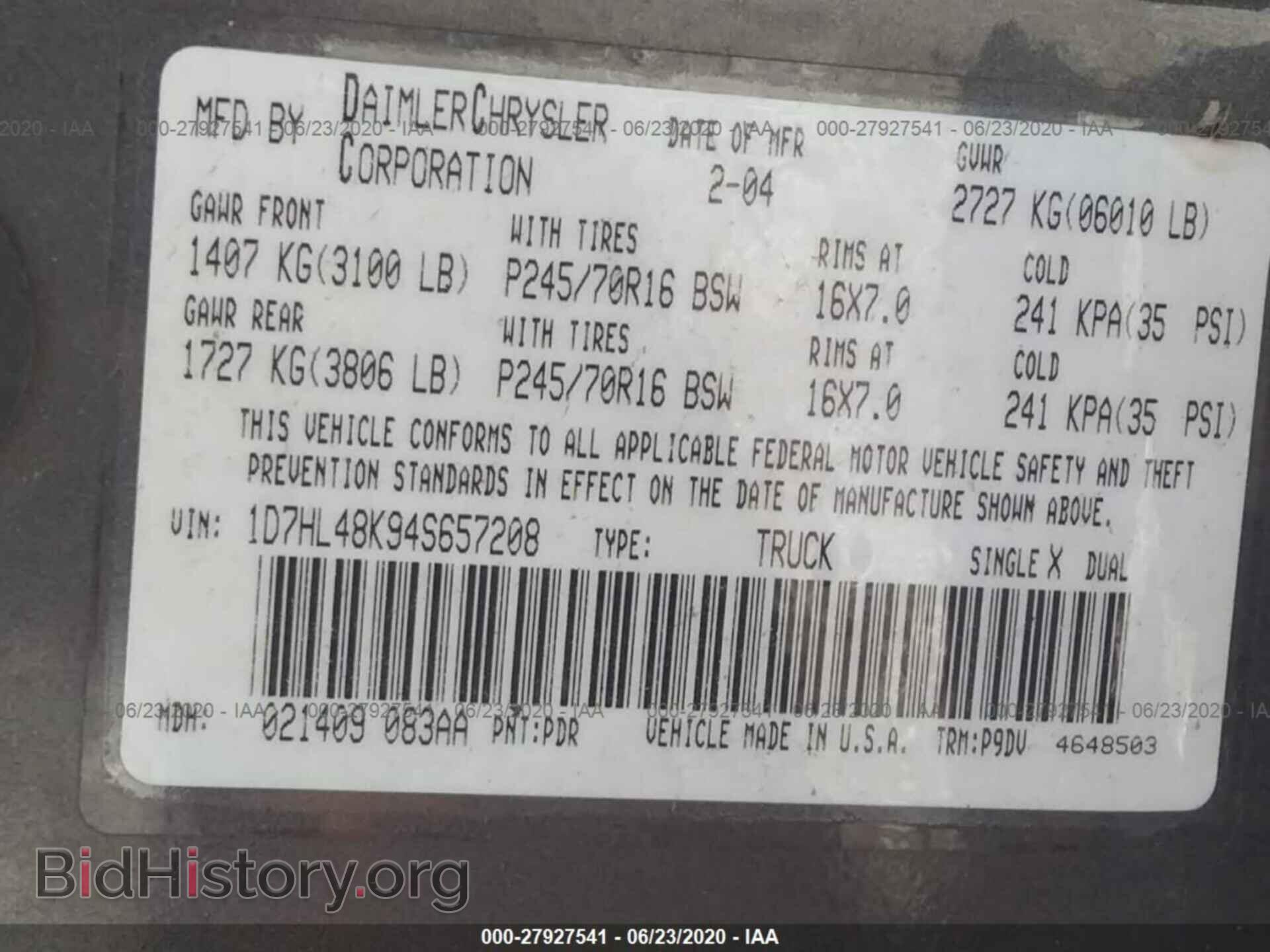 2004 DODGE DAKOTA - VIN: 1D7HL48K94S657208 - Фото 9