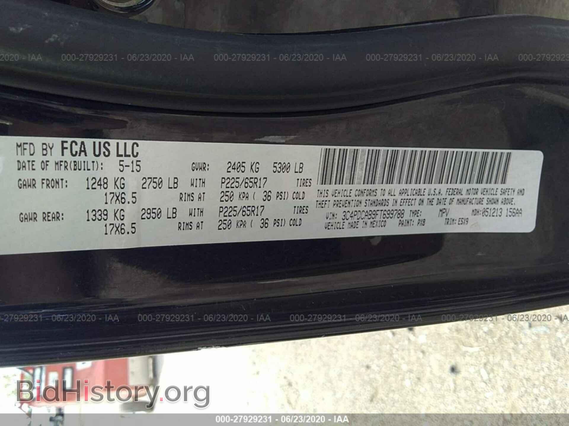2015 DODGE JOURNEY - VIN: 3C4PDCAB9FT699788 - Photo 9