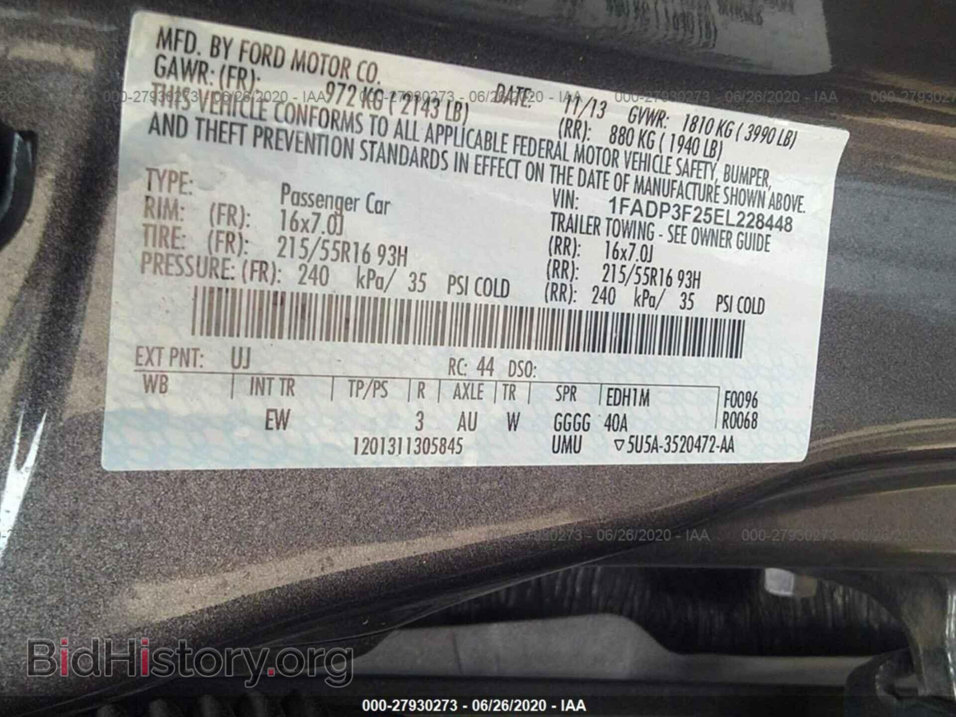 2014 FORD FOCUS - VIN: 1FADP3F25EL228448 - Фото 9