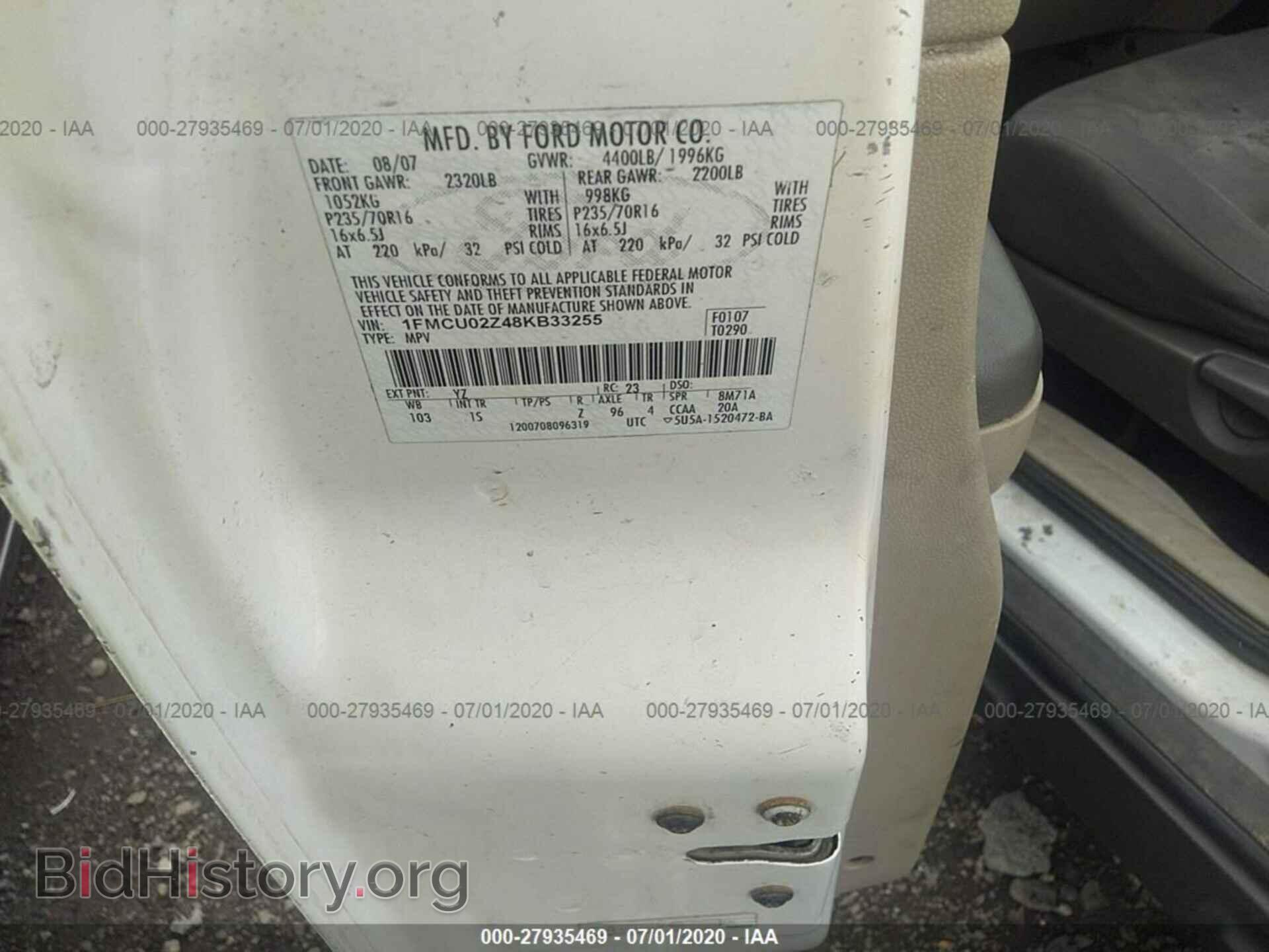 2008 FORD ESCAPE - VIN: 1FMCU02Z48KB33255 - Фото 9
