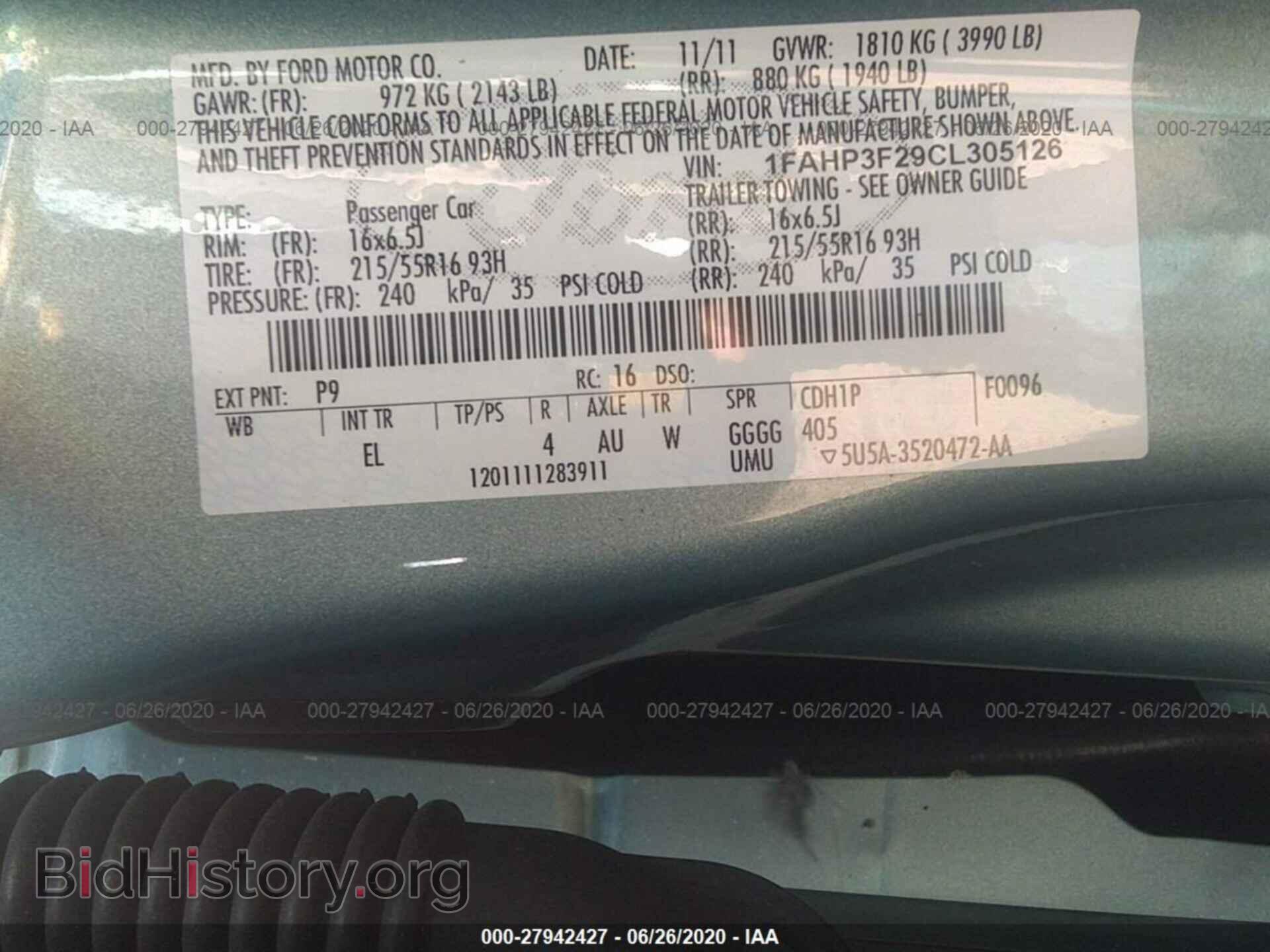 2012 FORD FOCUS - VIN: 1FAHP3F29CL305126 - Фото 9