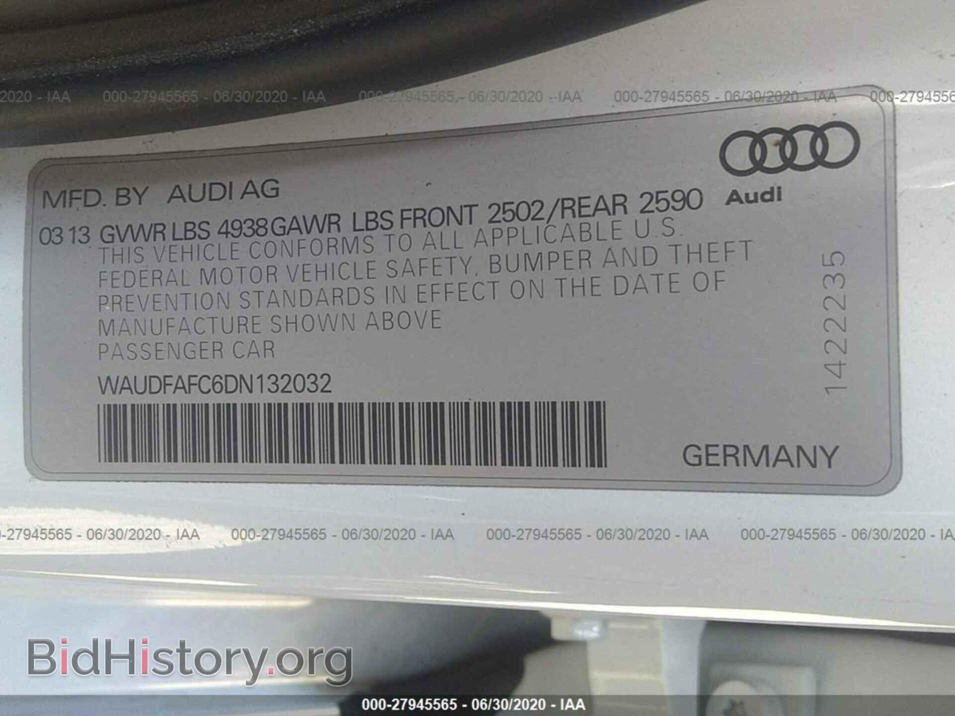 2013 AUDI A6 - VIN: WAUDFAFC6DN132032 - Фото 9