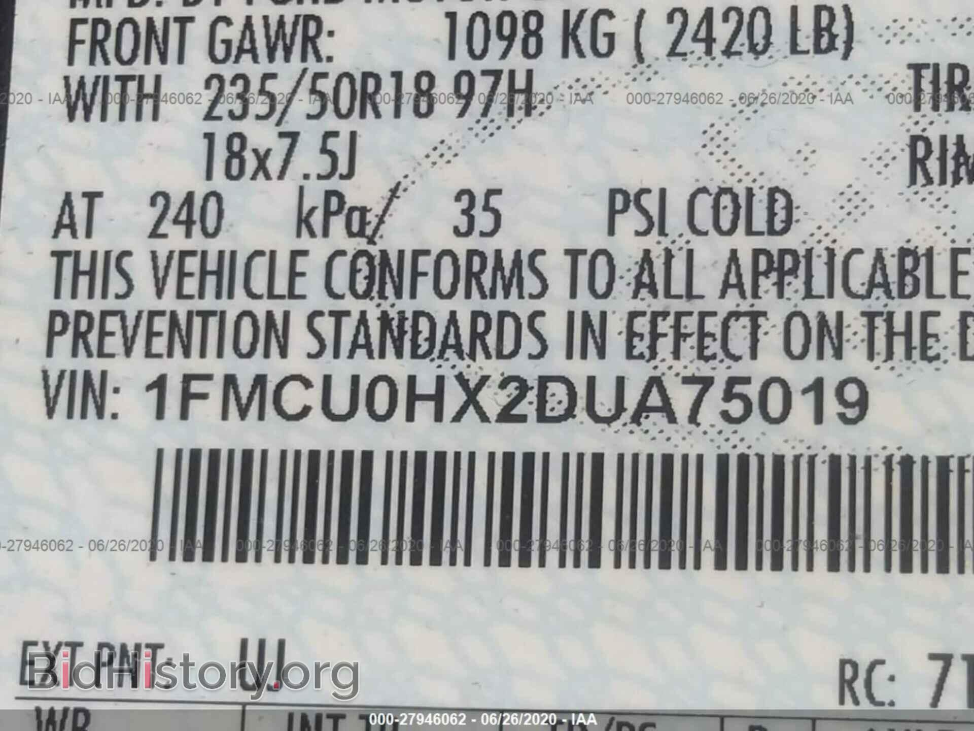 2013 FORD ESCAPE - VIN: 1FMCU0HX2DUA75019 - Фото 9