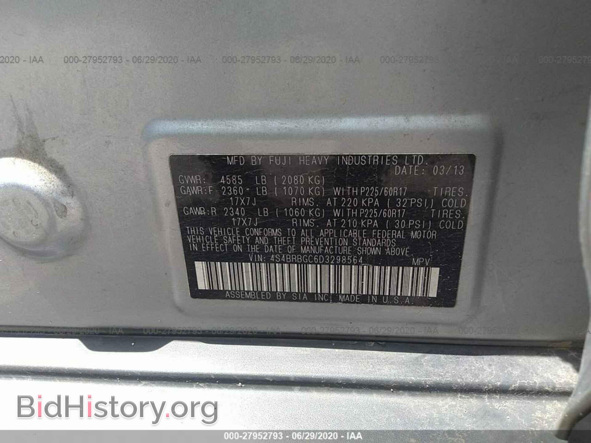 2013 SUBARU OUTBACK - VIN: 4S4BRBGC6D3298564 - Photo 9
