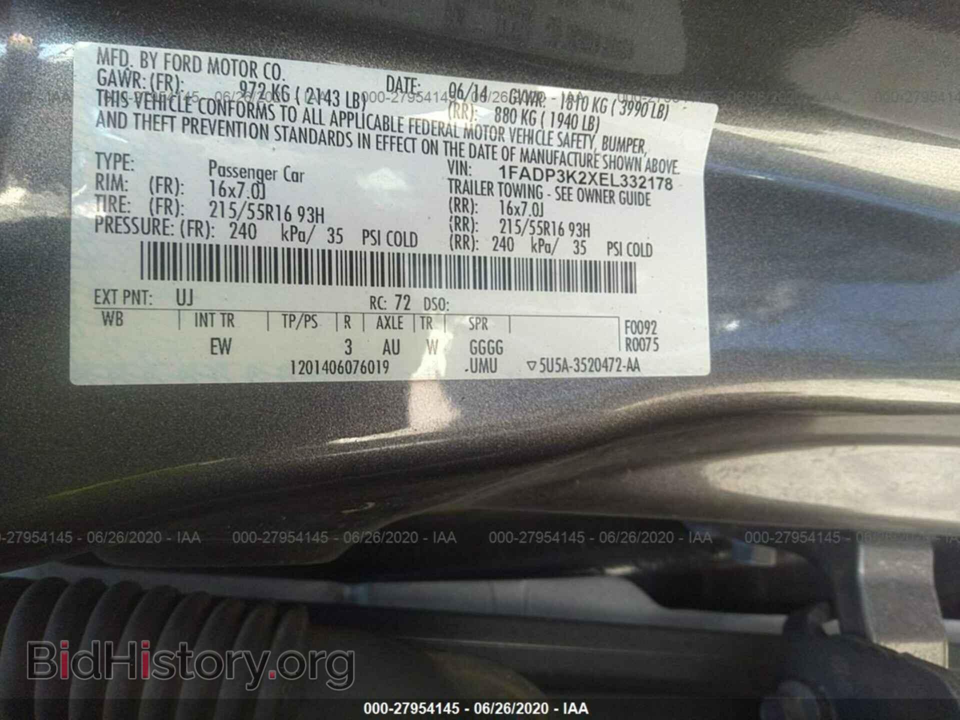 2014 FORD FOCUS - VIN: 1FADP3K2XEL332178 - Фото 9