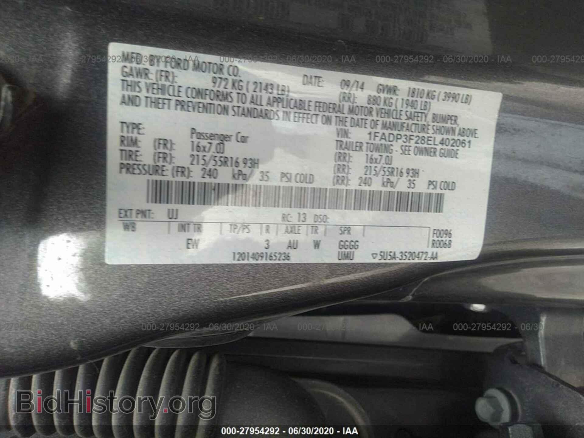 2014 FORD FOCUS - VIN: 1FADP3F28EL402061 - Фото 9