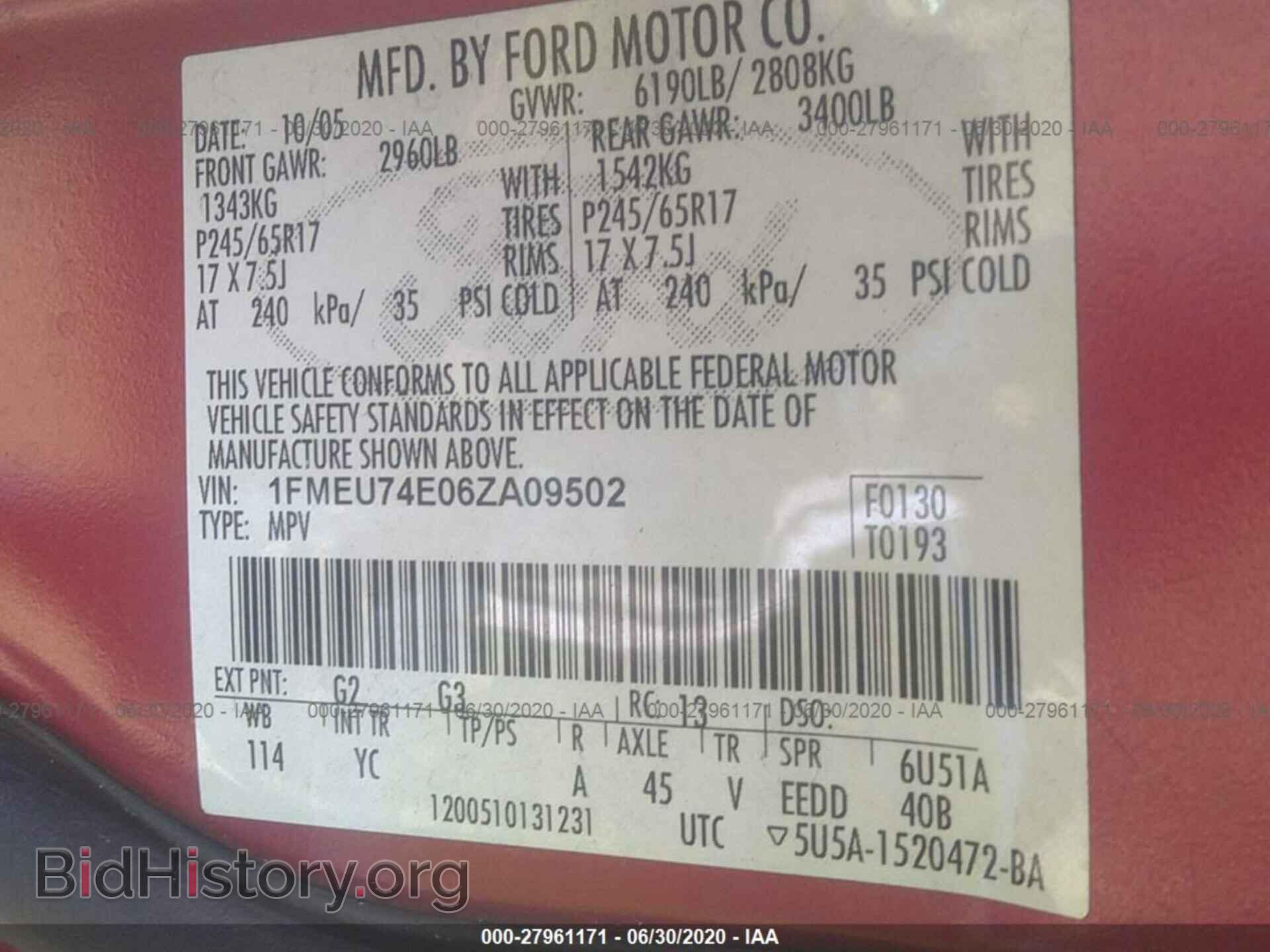 2006 FORD EXPLORER - VIN: 1FMEU74E06ZA09502 - Фото 9