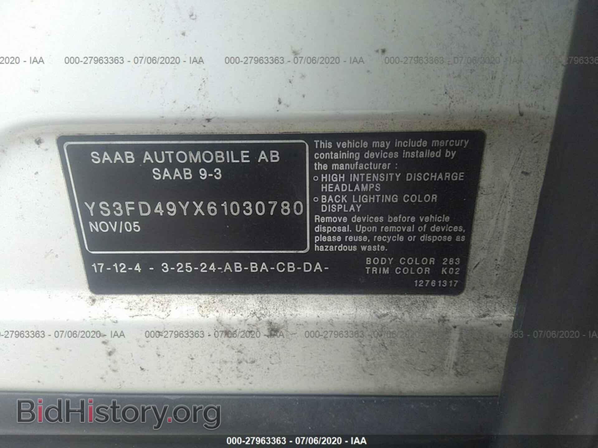 2006 SAAB 9-3 - VIN: YS3FD49YX61030780 - Photo 9