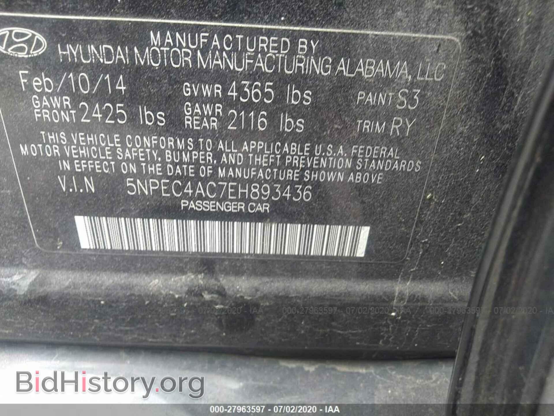 2014 HYUNDAI SONATA - VIN: 5NPEC4AC7EH893436 - Photo 9
