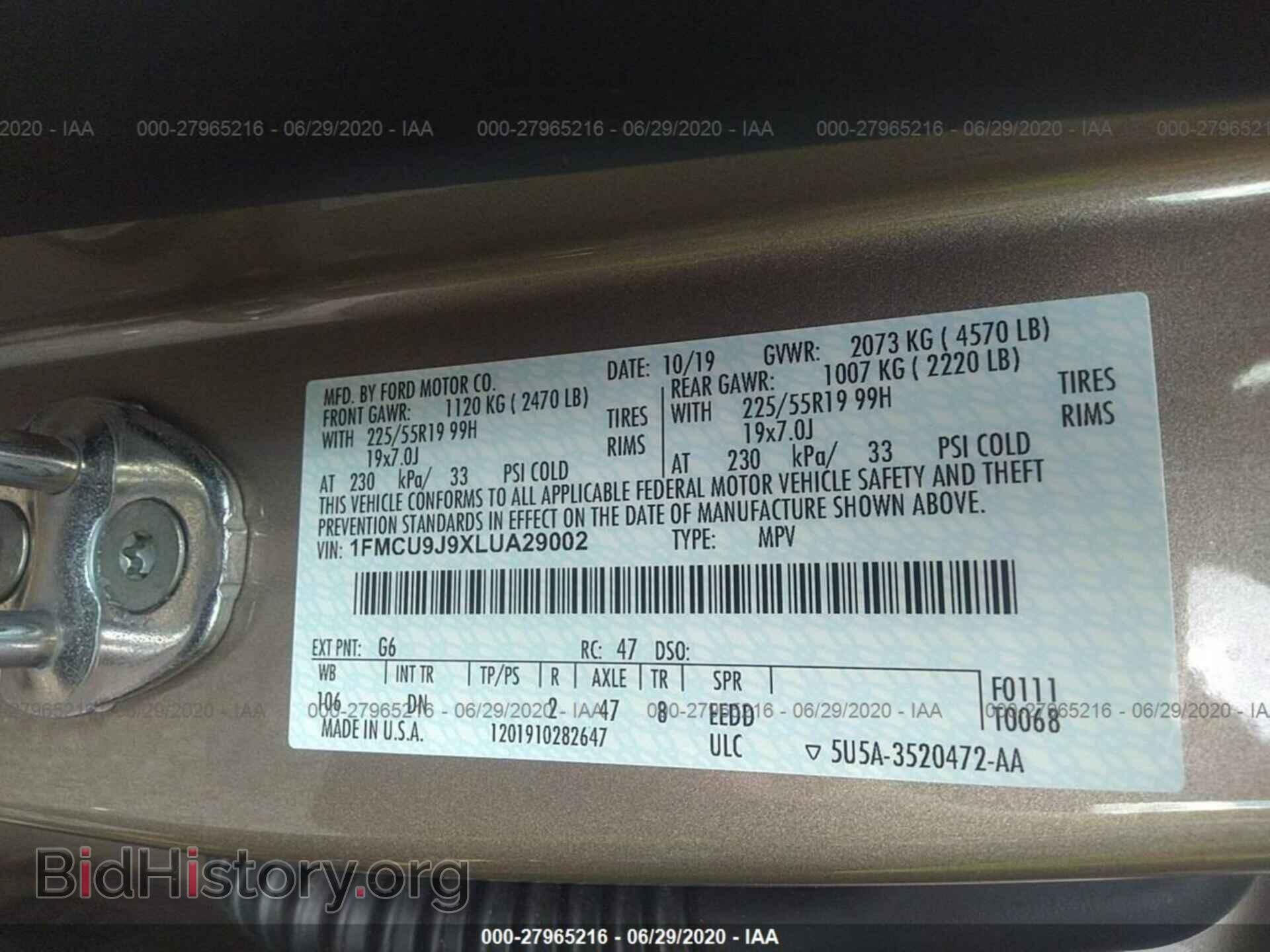 2020 FORD ESCAPE - VIN: 1FMCU9J9XLUA29002 - Photo 9