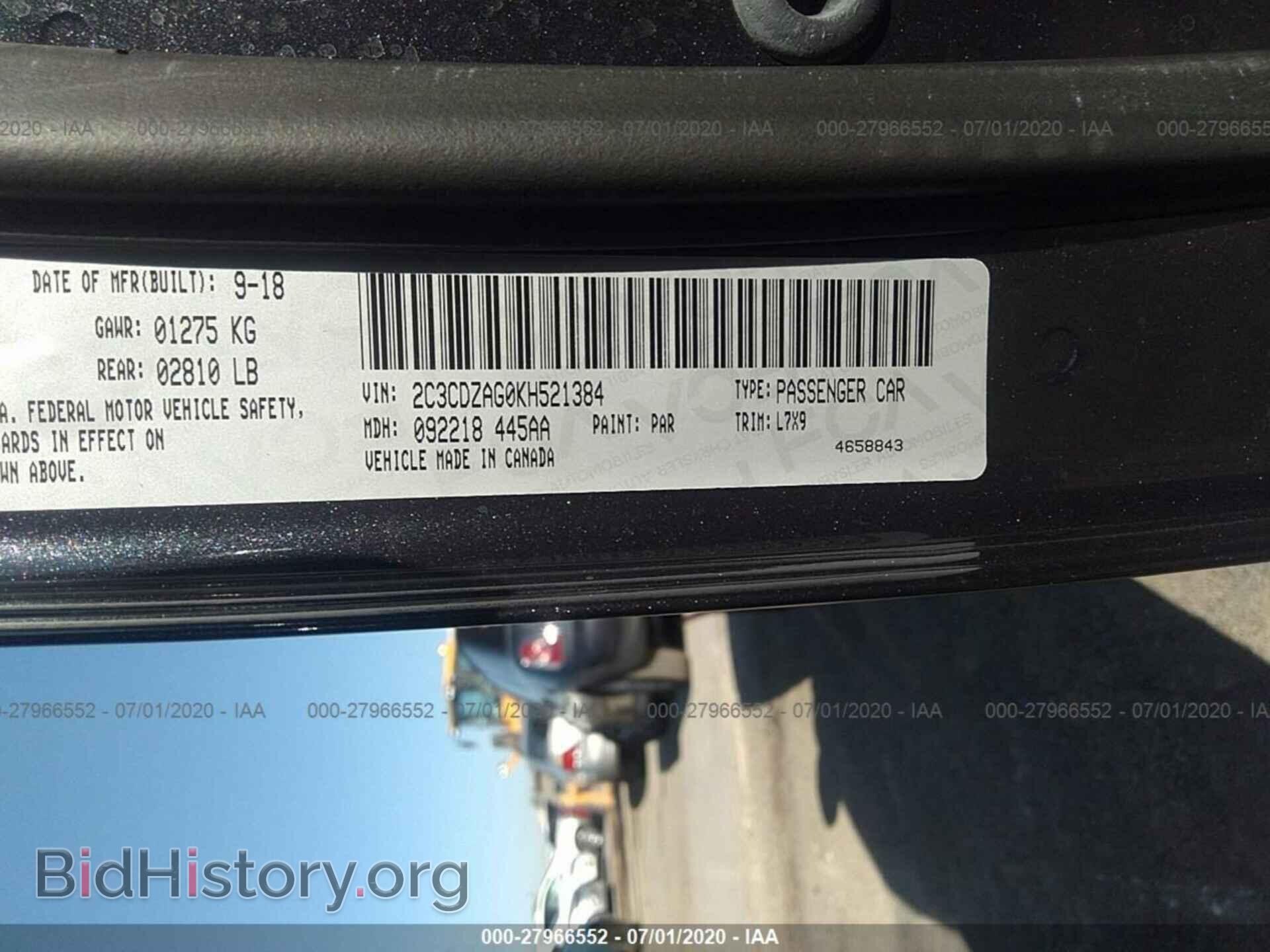 2019 DODGE CHALLENGER - VIN: 2C3CDZAG0KH521384 - Фото 9