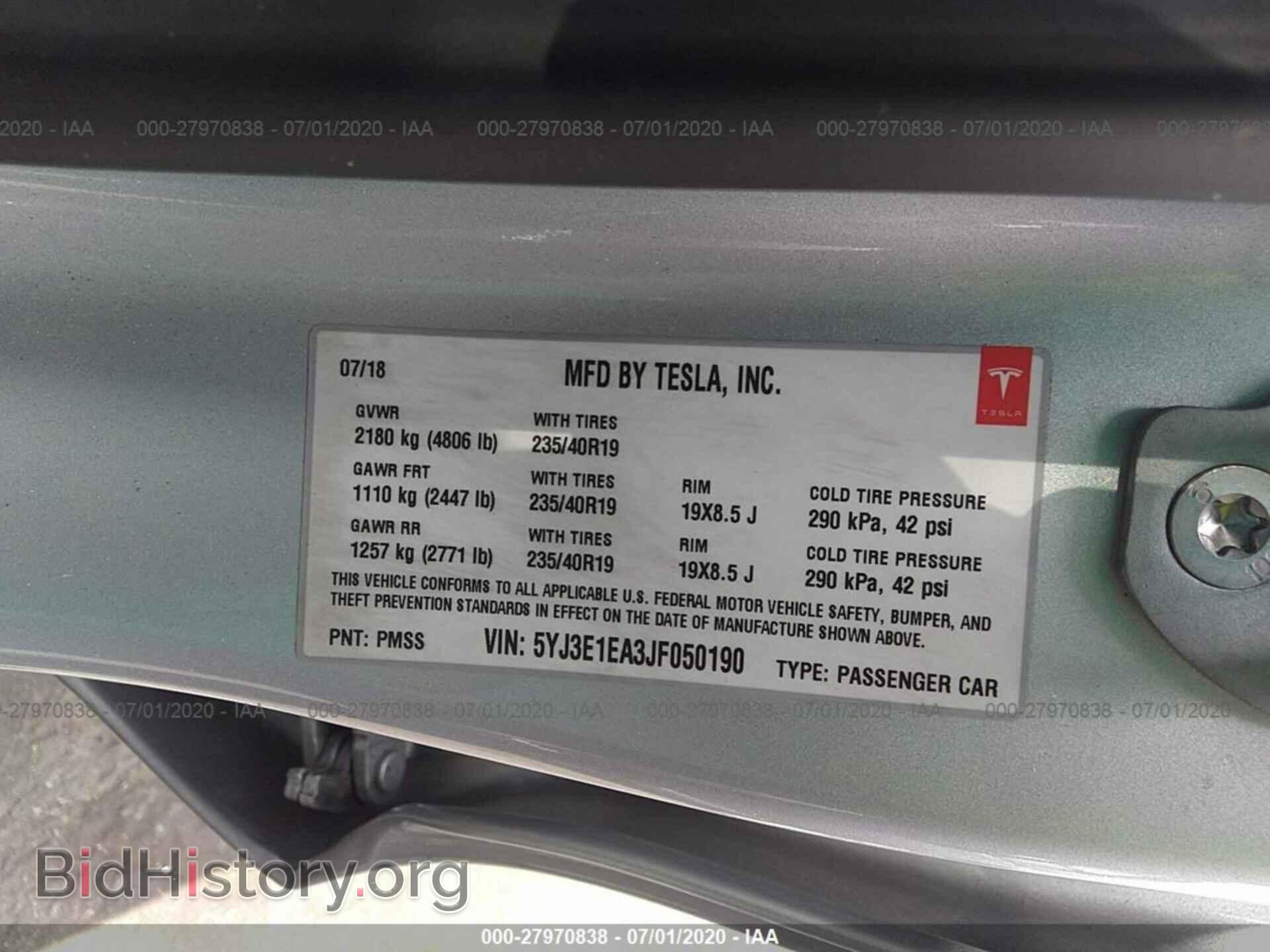 2018 TESLA MODEL 3 - VIN: 5YJ3E1EA3JF050190 - Photo 9