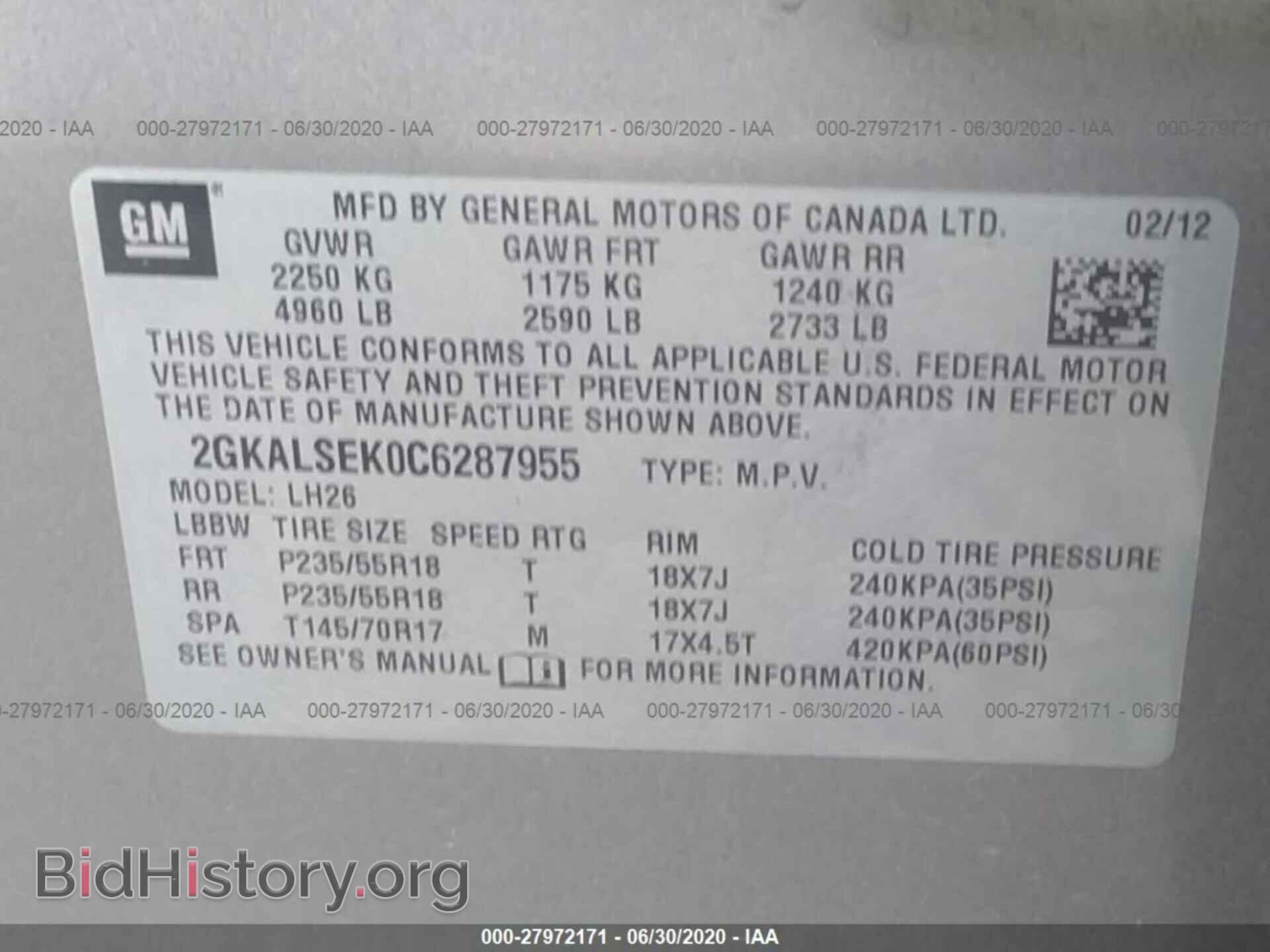 2012 GMC TERRAIN - VIN: 2GKALSEK0C6287955 - Фото 9