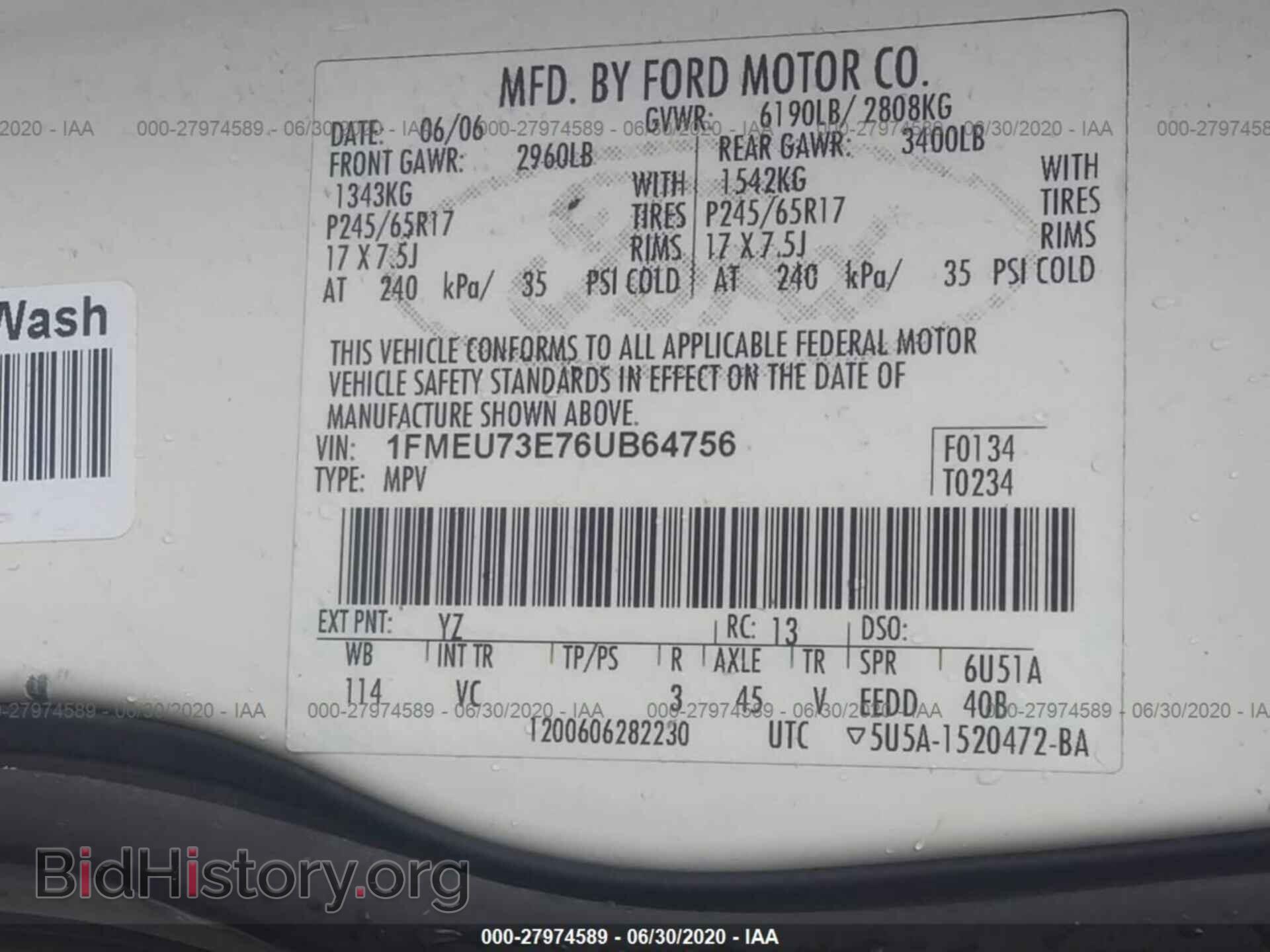 2006 FORD EXPLORER - VIN: 1FMEU73E76UB64756 - Фото 9