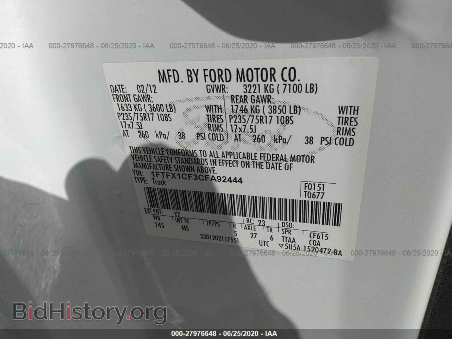 2012 FORD F150 - VIN: 1FTFX1CF3CFA92444 - Фото 9