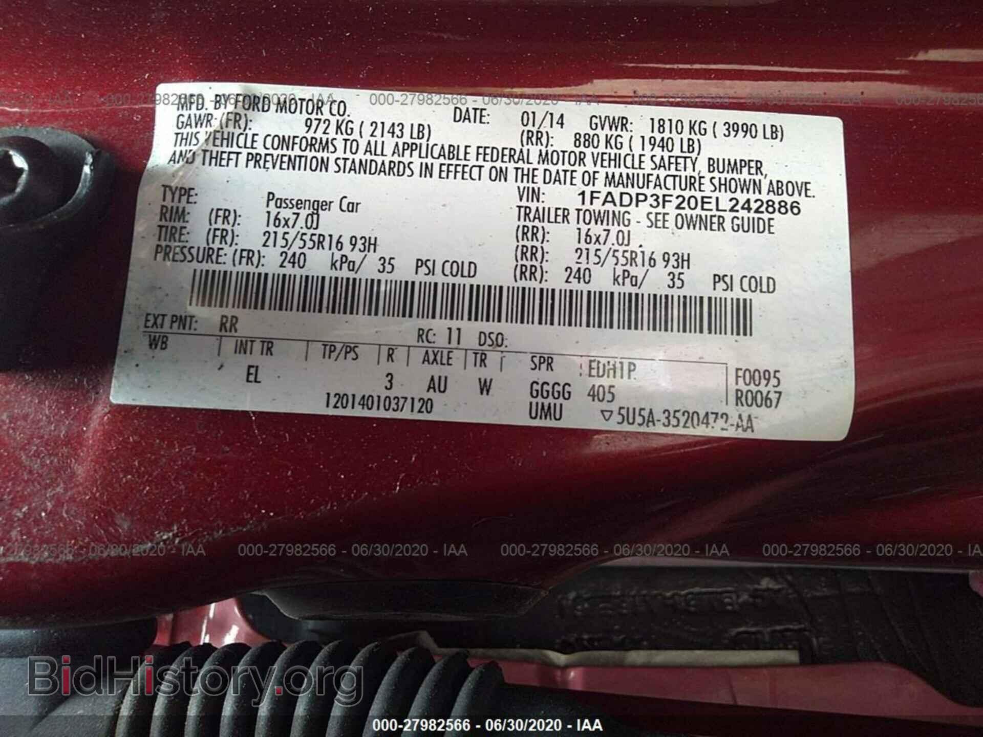 2014 FORD FOCUS - VIN: 1FADP3F20EL242886 - Фото 9