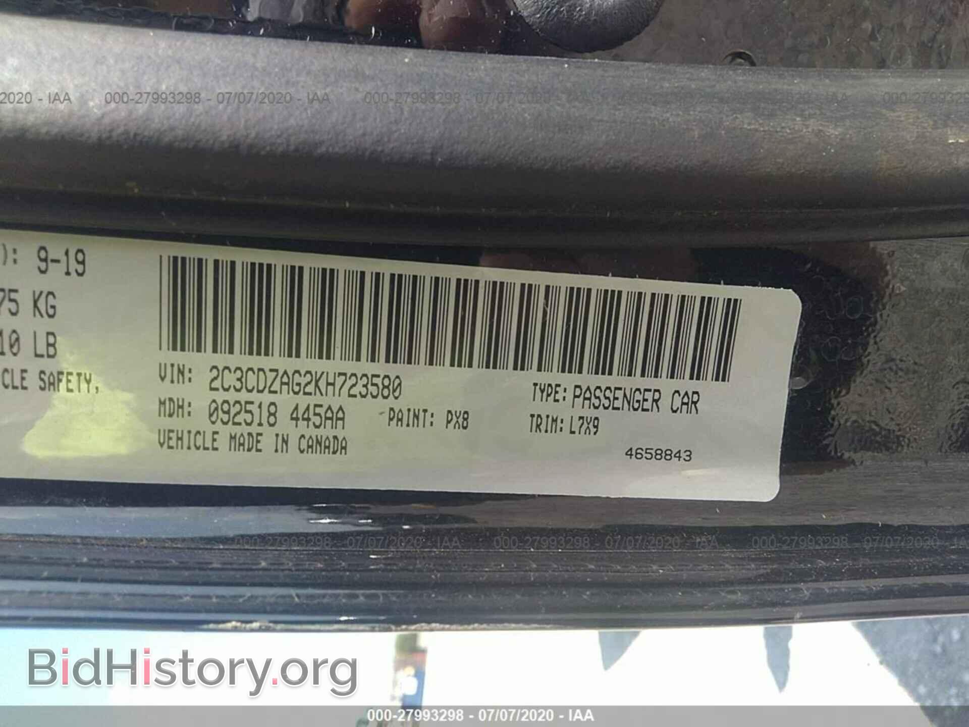 2019 DODGE CHALLENGER - VIN: 2C3CDZAG2KH723580 - Photo 9