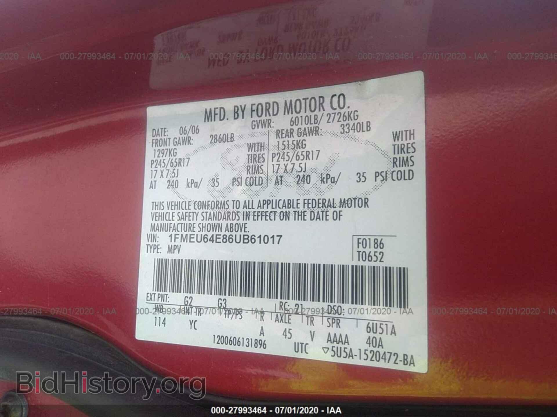 2006 FORD EXPLORER - VIN: 1FMEU64E86UB61017 - Фото 9