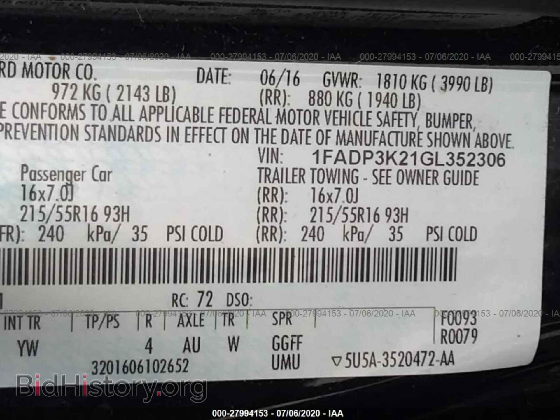 2016 FORD FOCUS - VIN: 1FADP3K21GL352306 - Фото 9