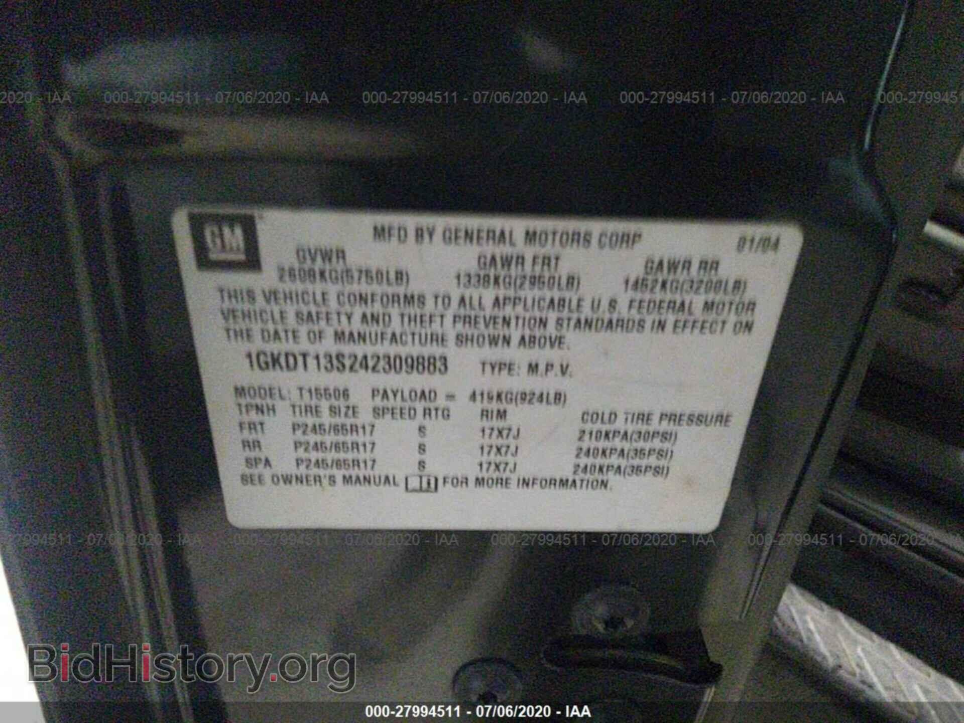 2004 GMC ENVOY - VIN: 1GKDT13S242309883 - Фото 9