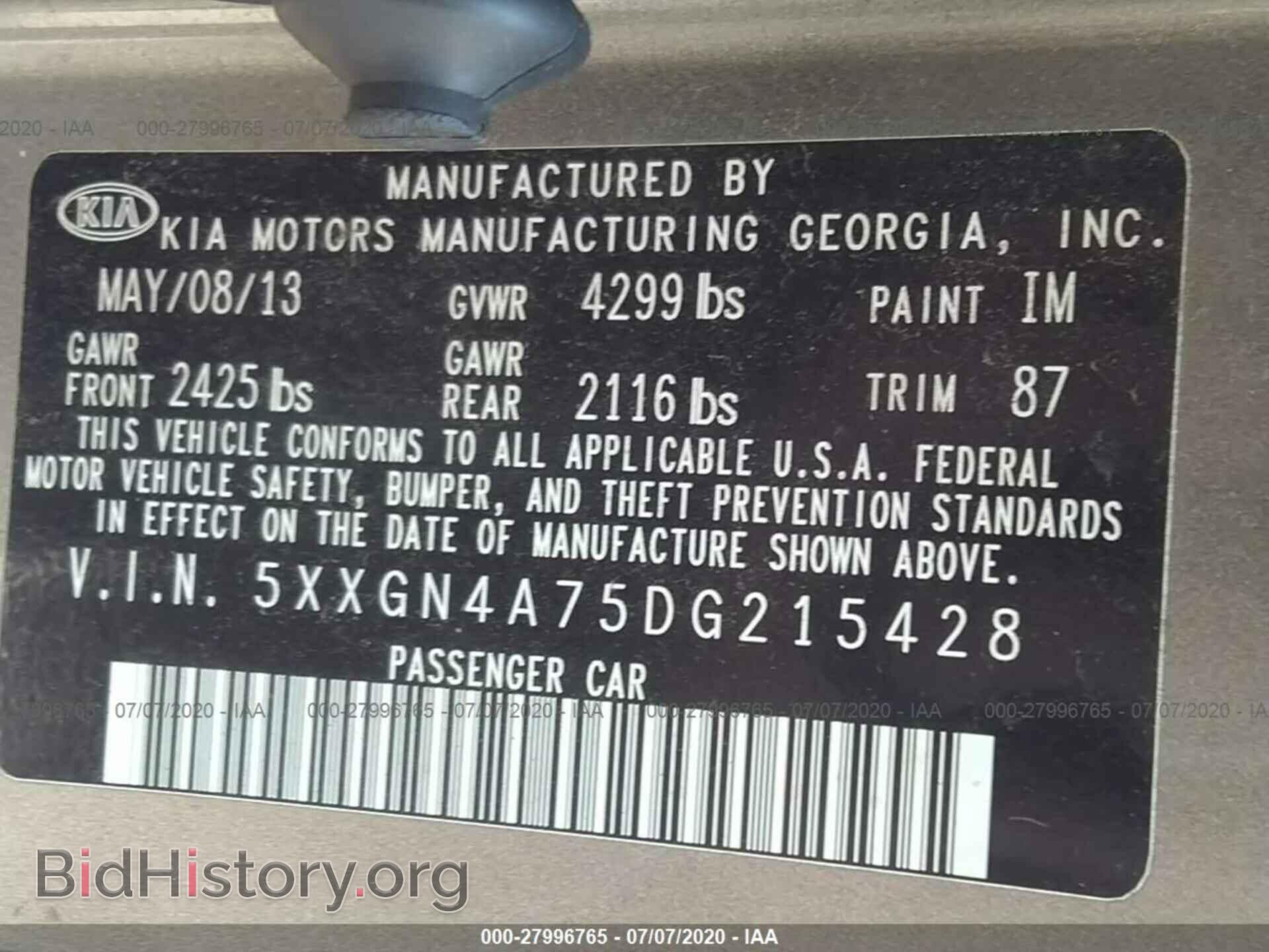 2013 KIA OPTIMA - VIN: 5XXGN4A75DG215428 - Photo 9