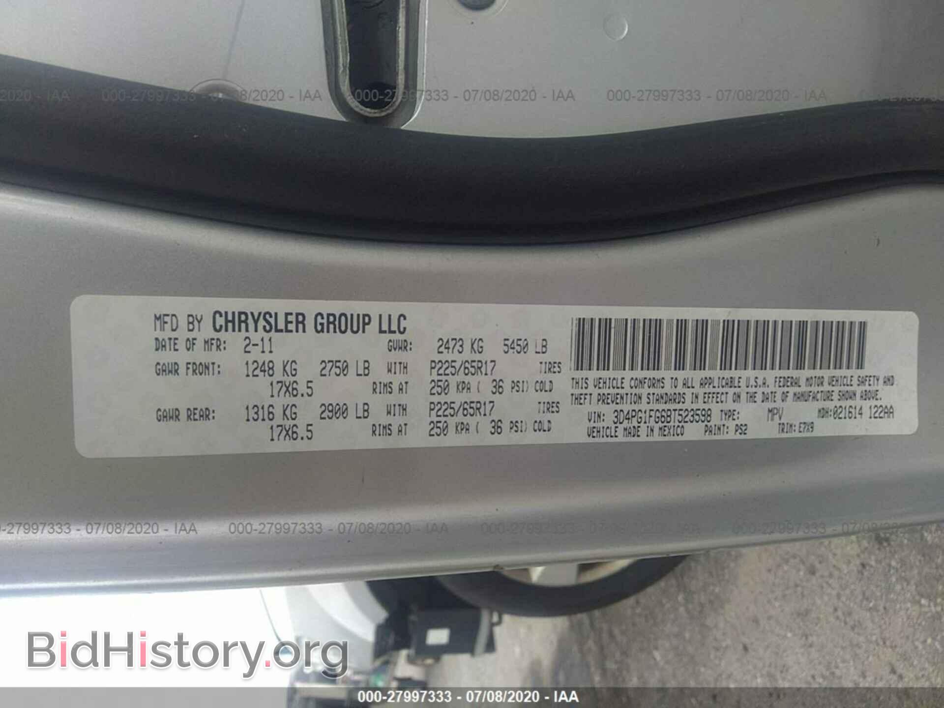 2011 DODGE JOURNEY - VIN: 3D4PG1FG6BT523598 - Фото 9