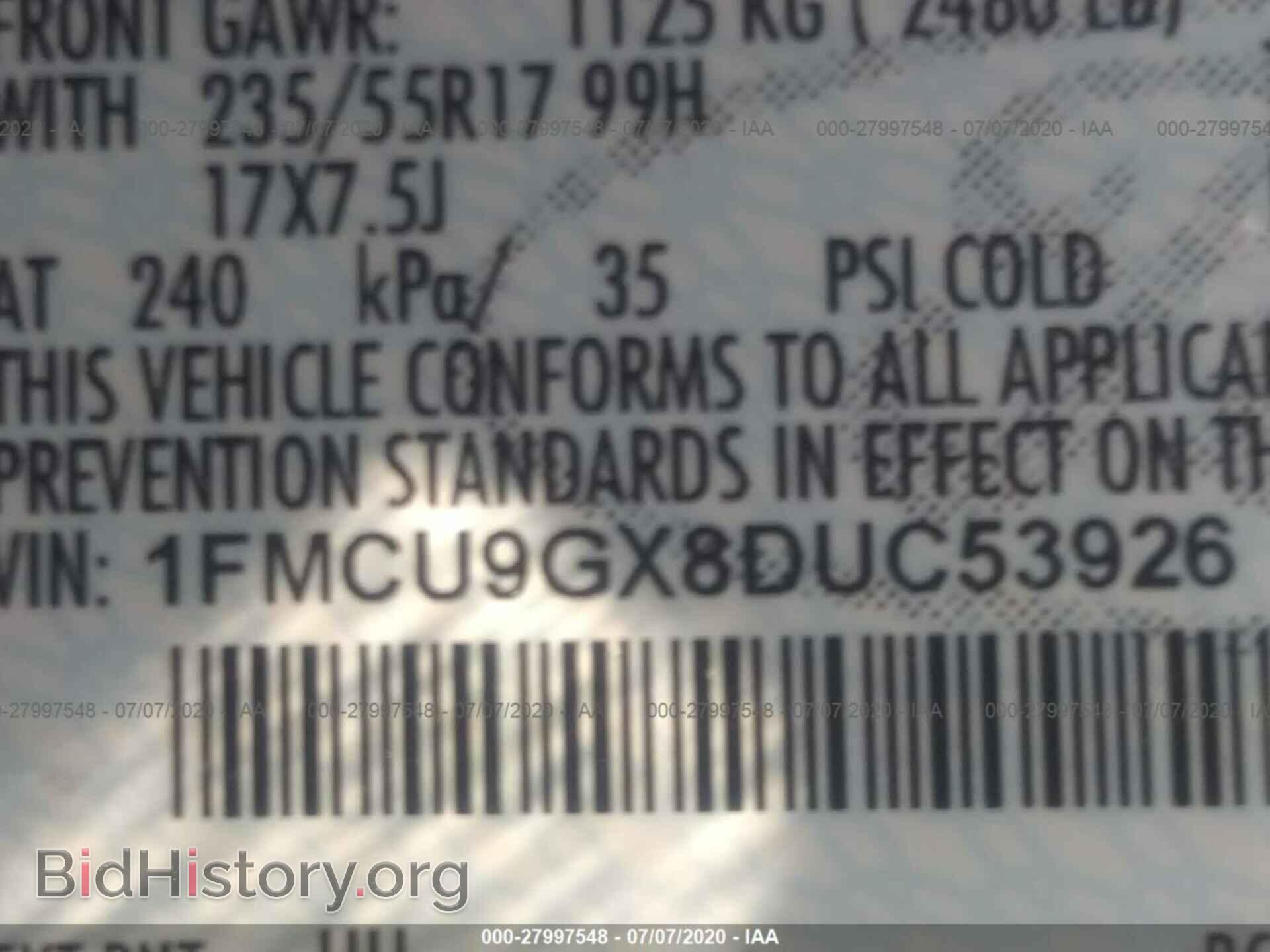 2013 FORD ESCAPE - VIN: 1FMCU9GX8DUC53926 - Фото 9
