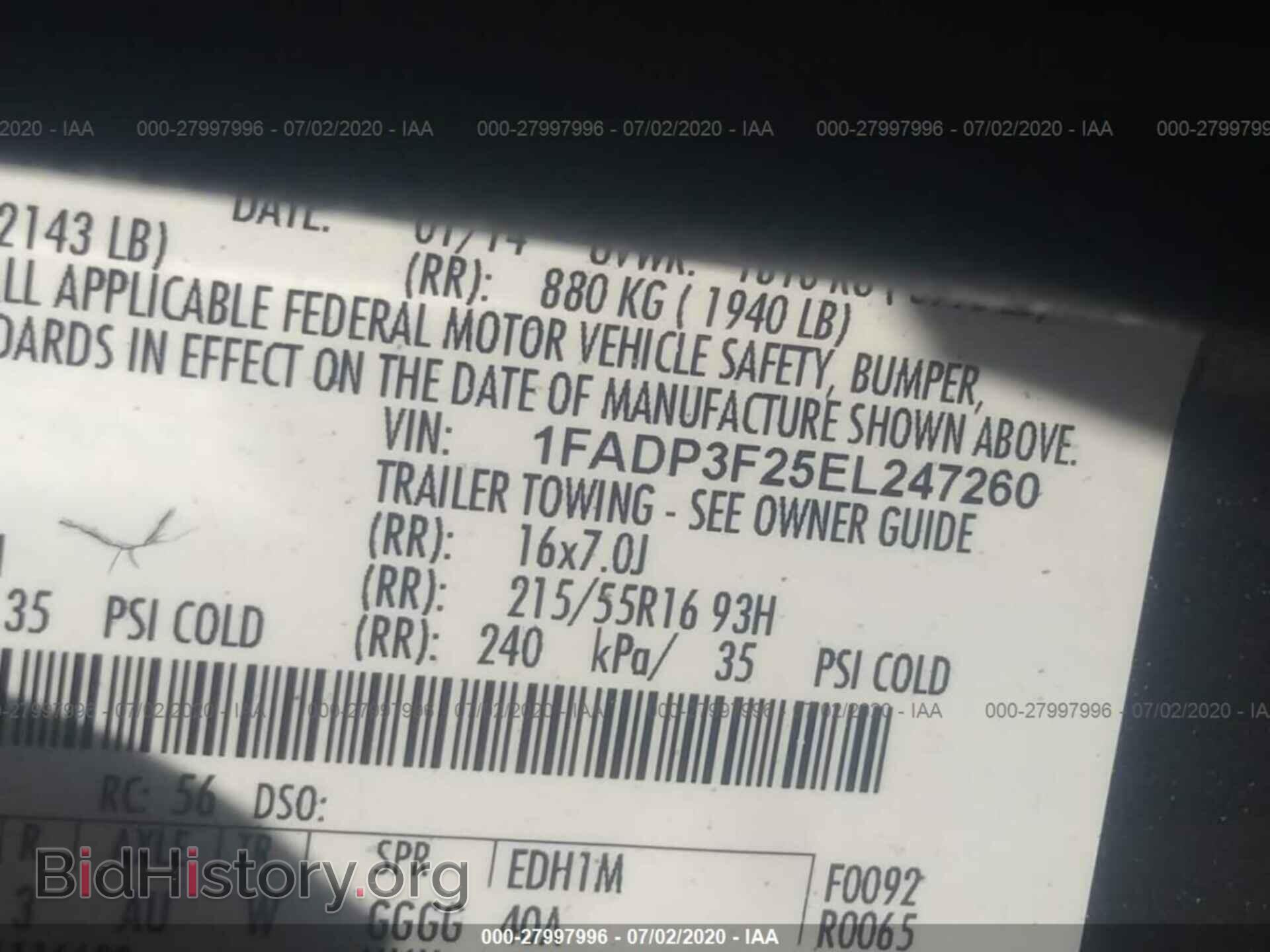 2014 FORD FOCUS - VIN: 1FADP3F25EL247260 - Фото 9