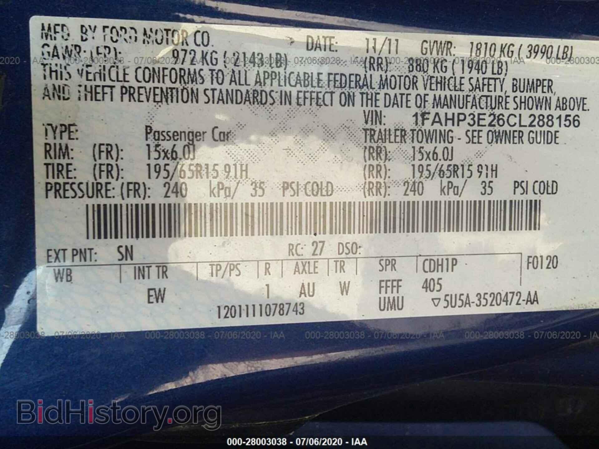 2012 FORD FOCUS - VIN: 1FAHP3E26CL288156 - Фото 9