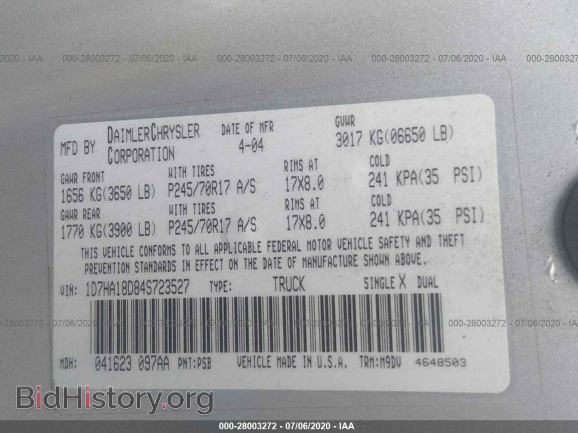 2004 DODGE RAM 1500 - VIN: 1D7HA18D84S723527 - Фото 9