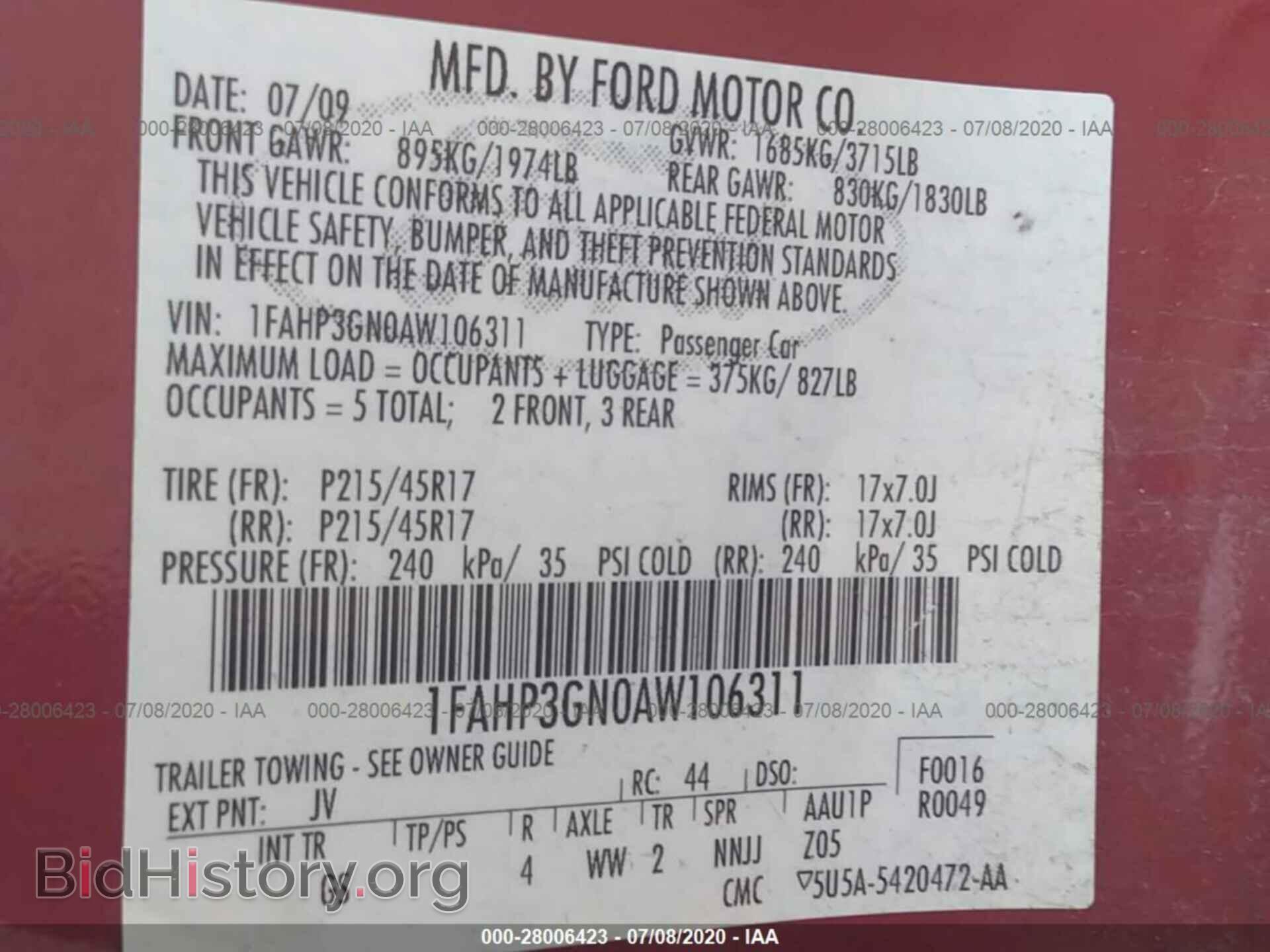 2010 FORD FOCUS - VIN: 1FAHP3GN0AW106311 - Фото 9