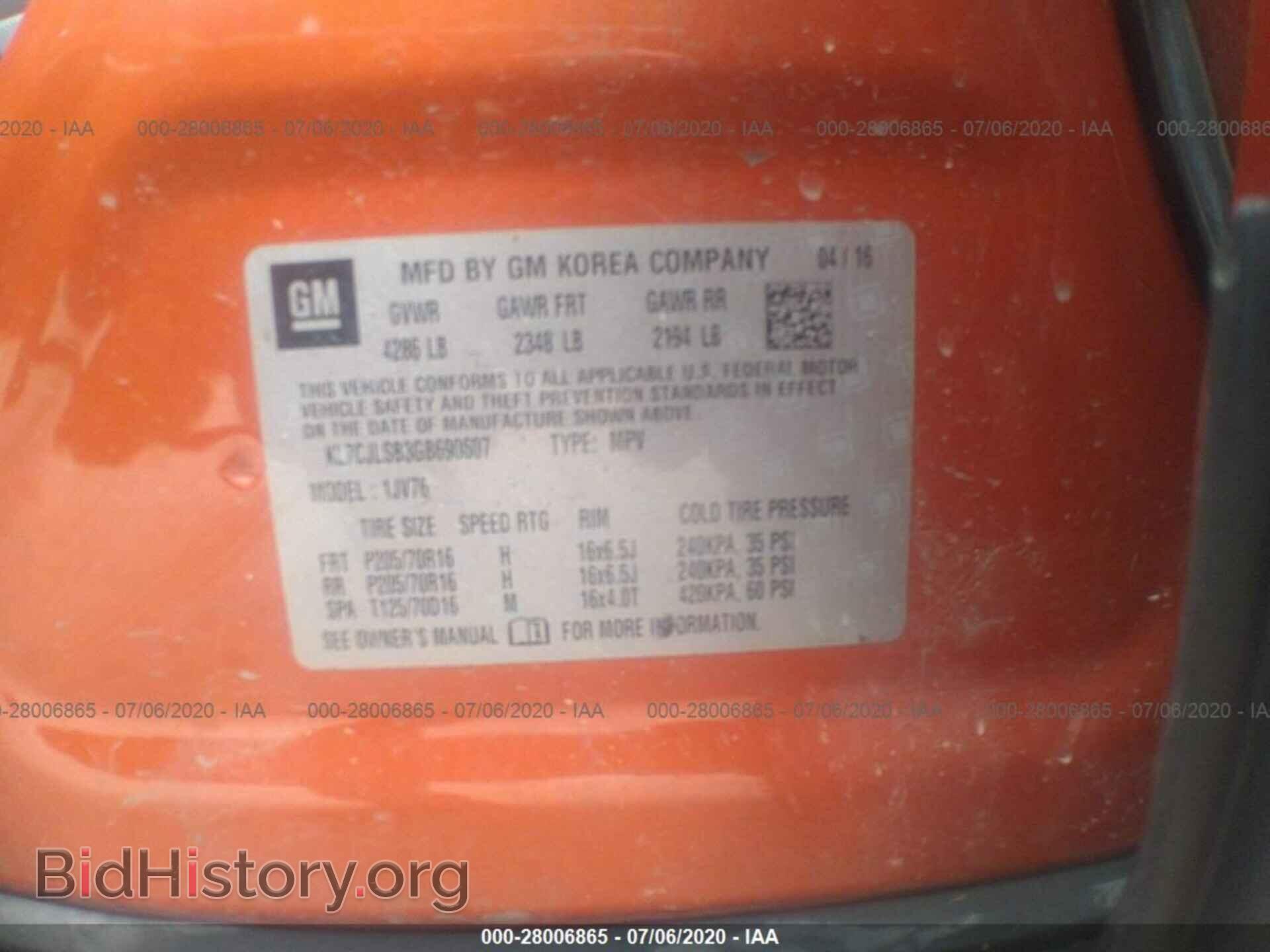 2016 CHEVROLET TRAX - VIN: KL7CJLSB3GB690607 - Photo 9
