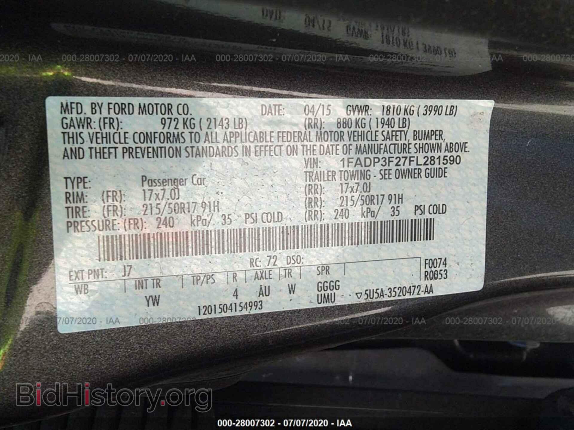 2015 FORD FOCUS - VIN: 1FADP3F27FL281590 - Фото 9