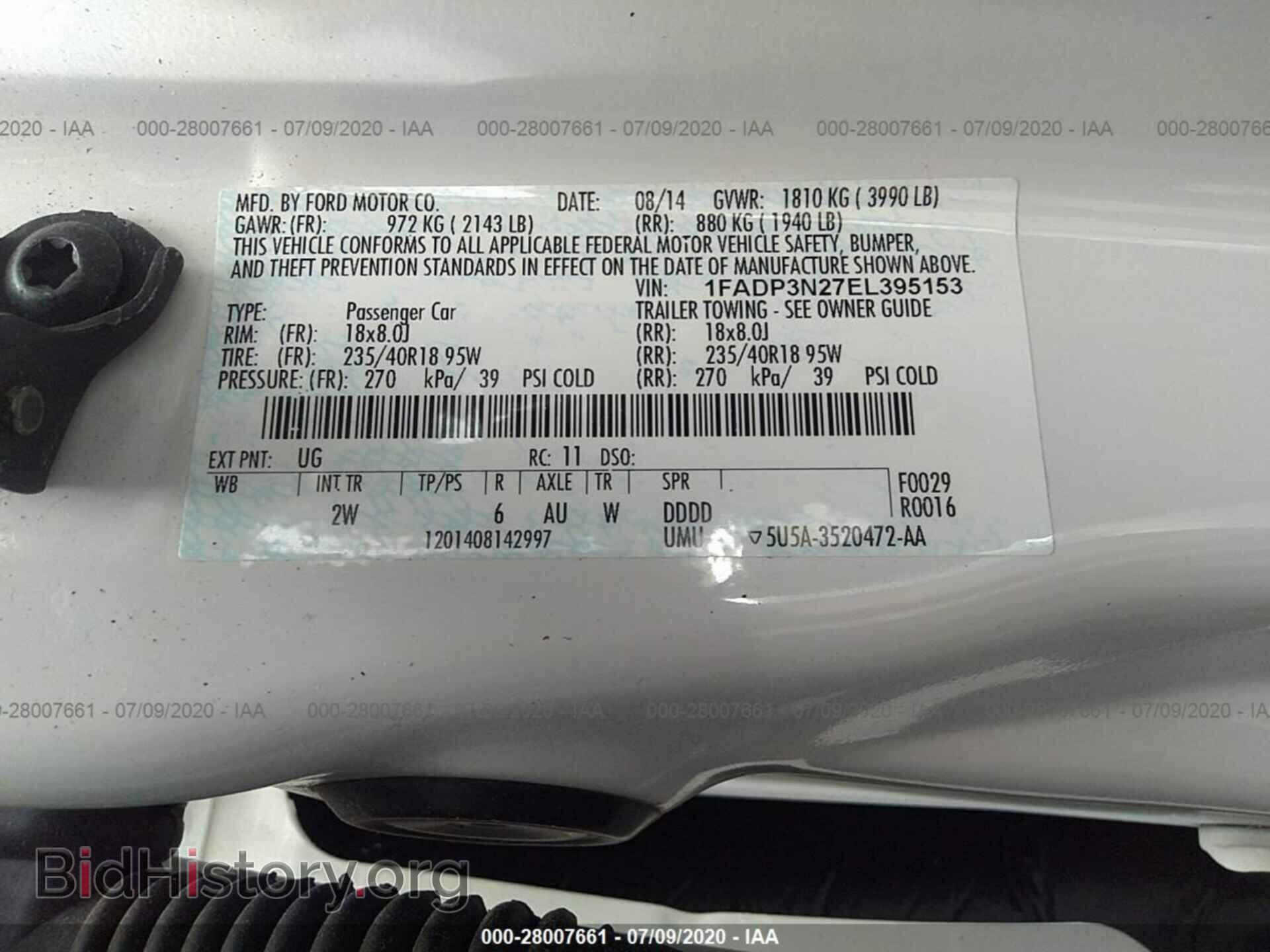 2014 FORD FOCUS - VIN: 1FADP3N27EL395153 - Фото 9