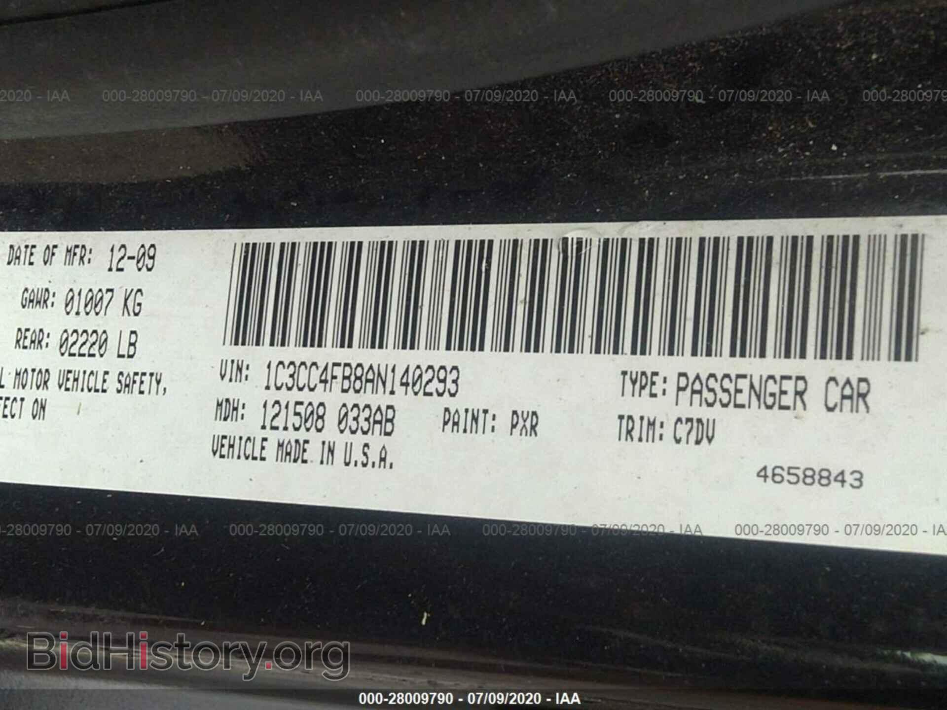 2010 CHRYSLER SEBRING - VIN: 1C3CC4FB8AN140293 - Фото 9