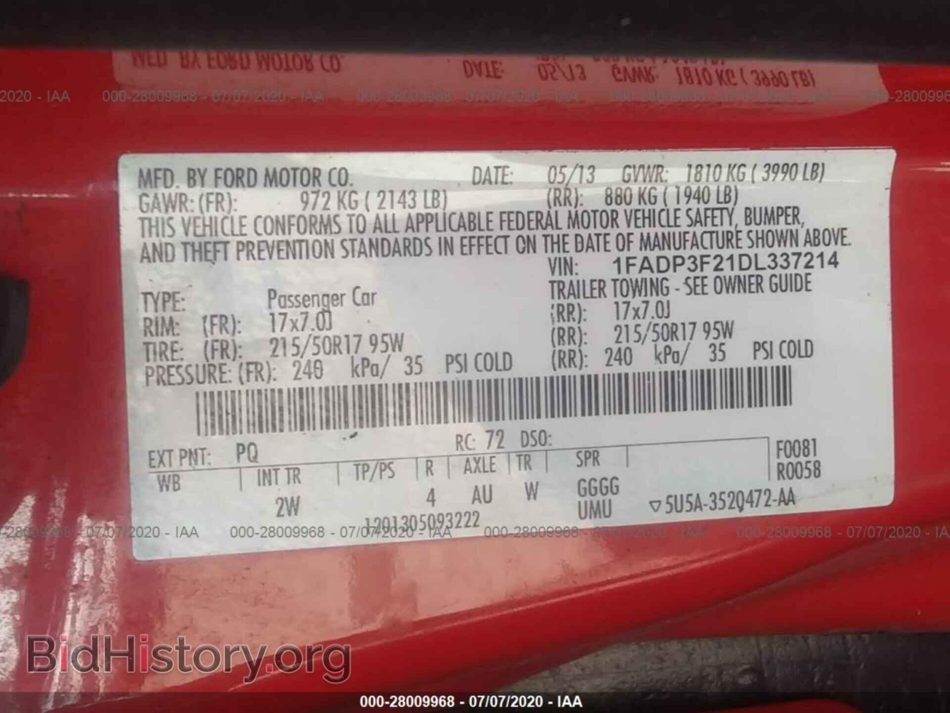 2013 FORD FOCUS - VIN: 1FADP3F21DL337214 - Фото 9