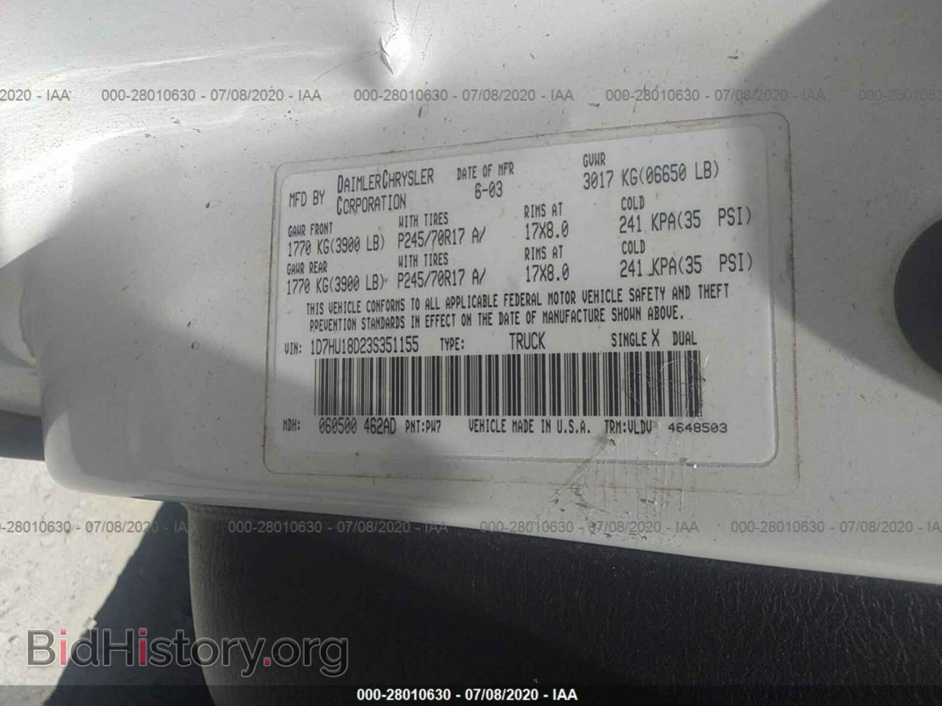 2003 DODGE RAM 1500 - VIN: 1D7HU18D23S351155 - Фото 9