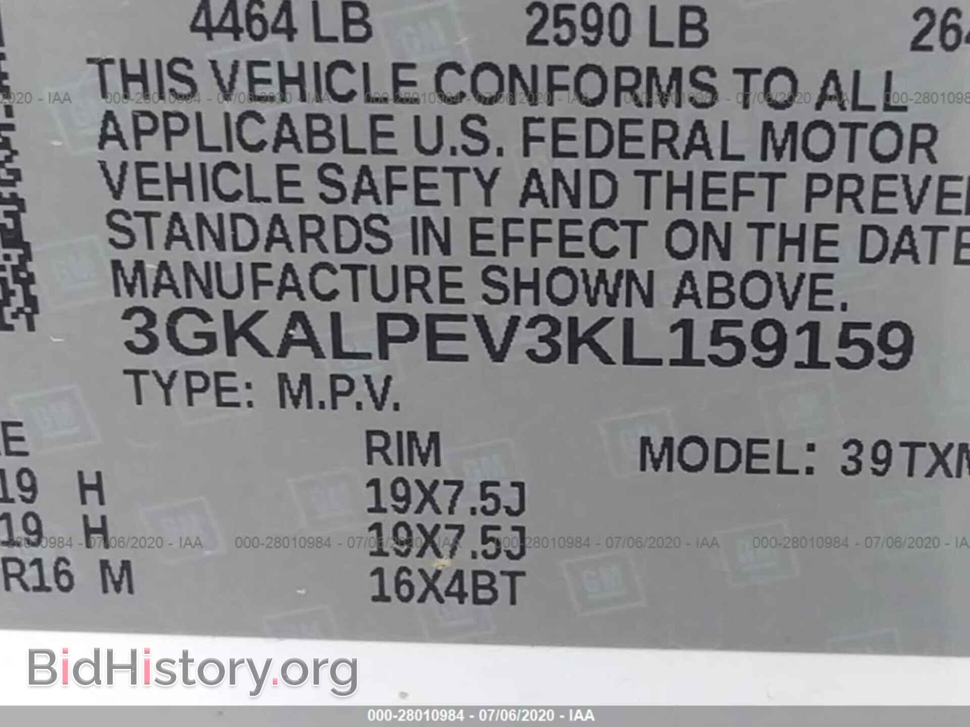 2019 GMC TERRAIN - VIN: 3GKALPEV3KL159159 - Фото 9