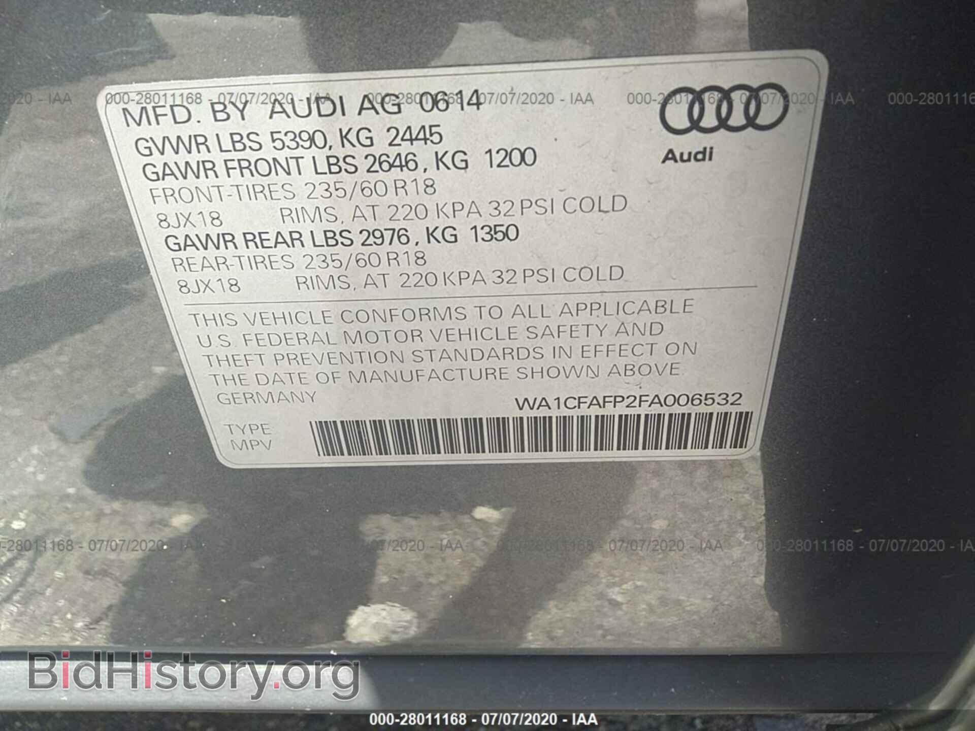 2015 AUDI Q5 - VIN: WA1CFAFP2FA006532 - Photo 9