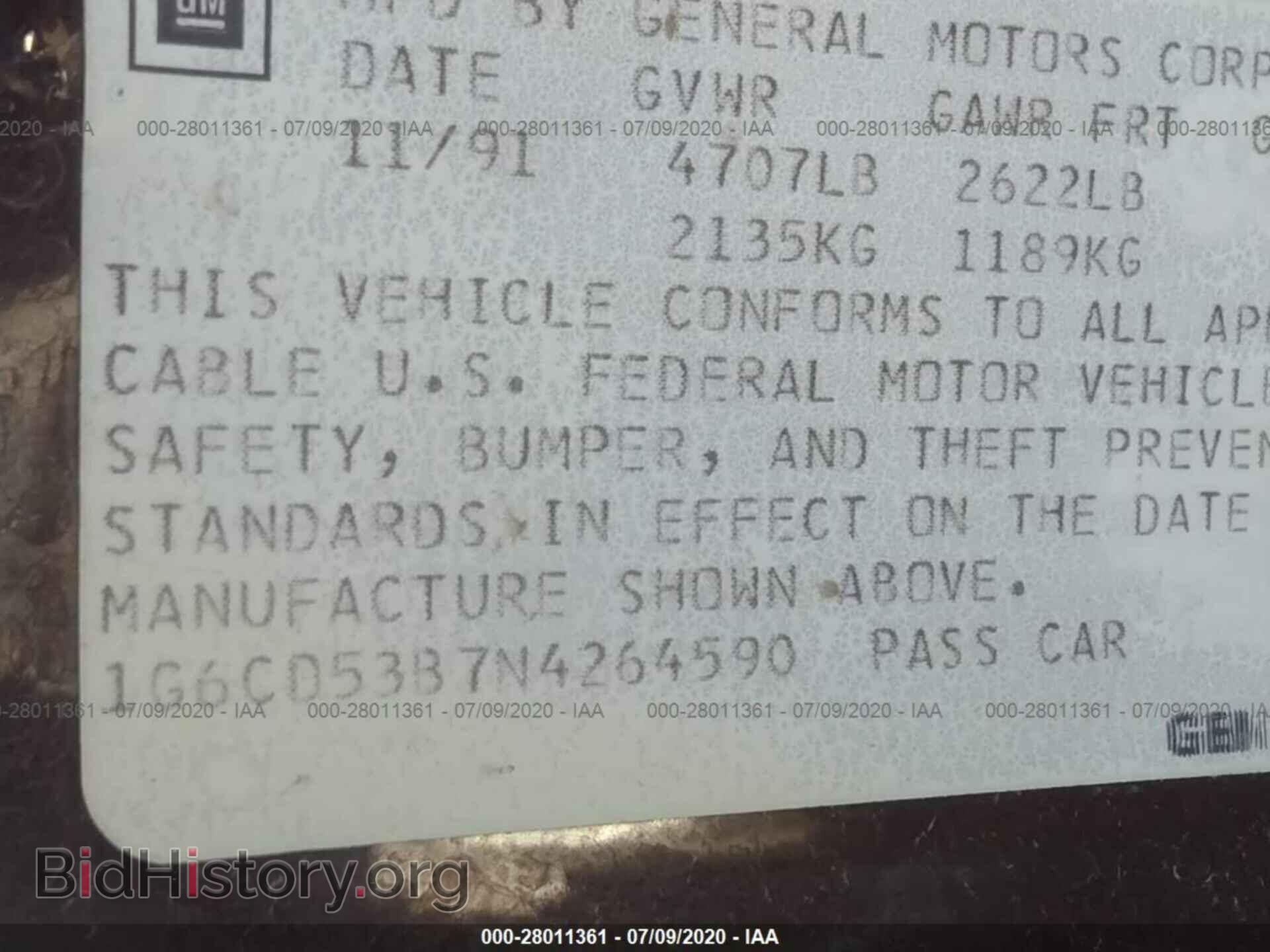 1992 CADILLAC DEVILLE - VIN: 1G6CD53B7N4264590 - Photo 9