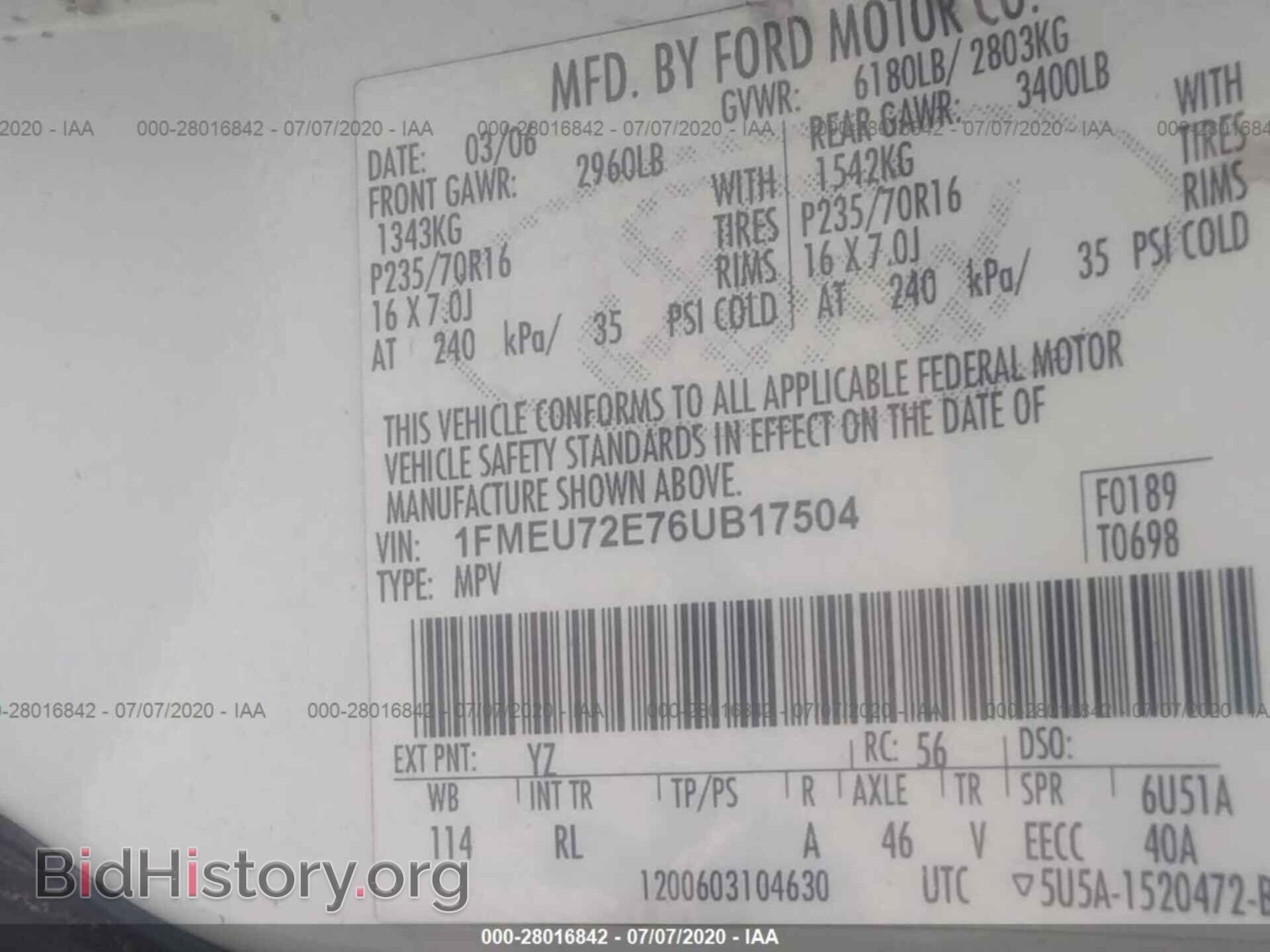 2006 FORD EXPLORER - VIN: 1FMEU72E76UB17504 - Фото 9