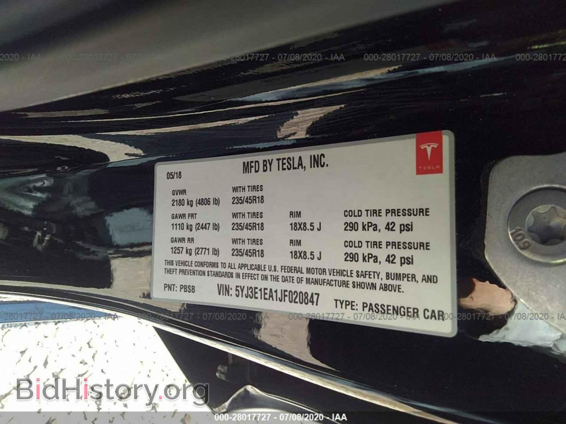 2018 TESLA MODEL 3 - VIN: 5YJ3E1EA1JF020847 - Photo 9