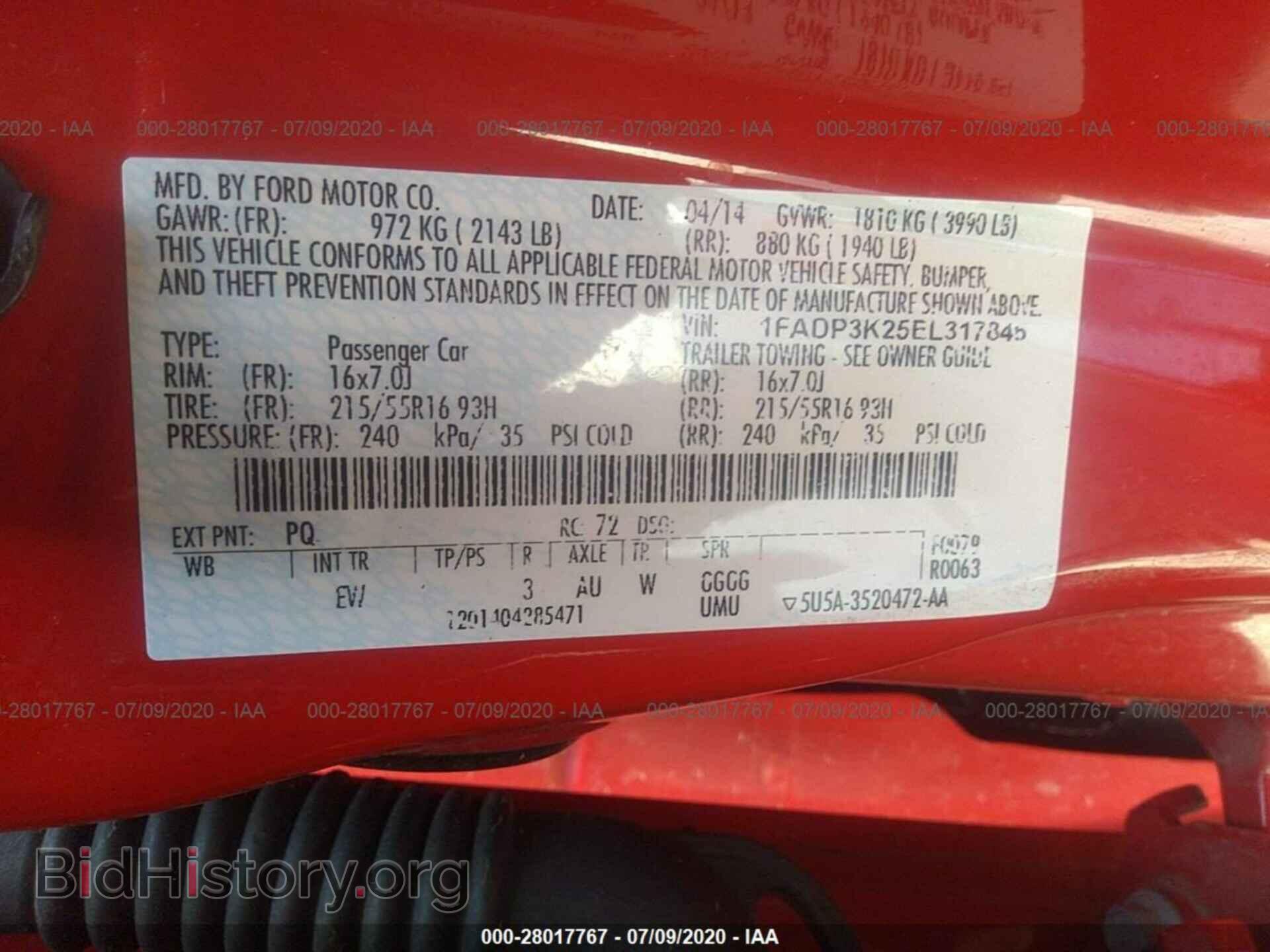2014 FORD FOCUS - VIN: 1FADP3K25EL317846 - Фото 9