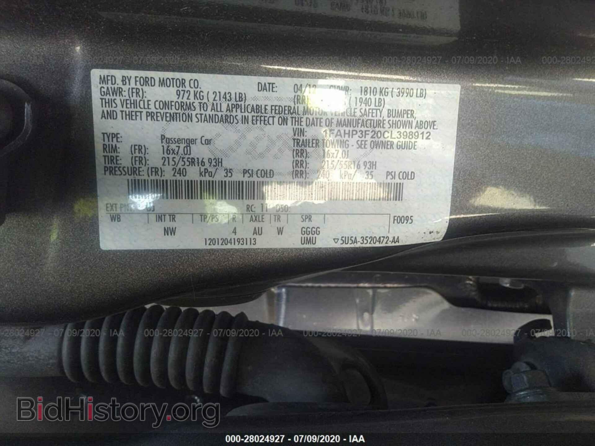 2012 FORD FOCUS - VIN: 1FAHP3F20CL398912 - Фото 9