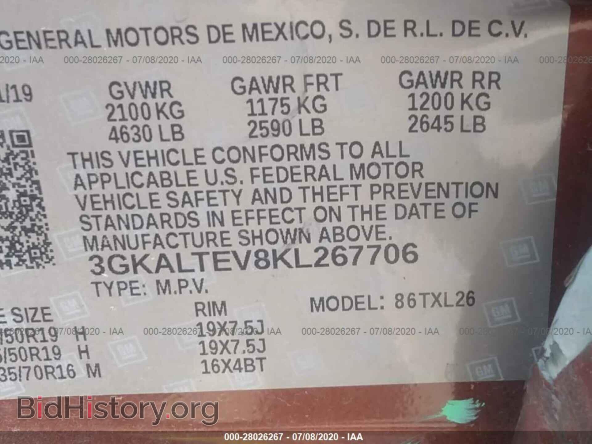 2019 GMC TERRAIN - VIN: 3GKALTEV8KL267706 - Photo 9