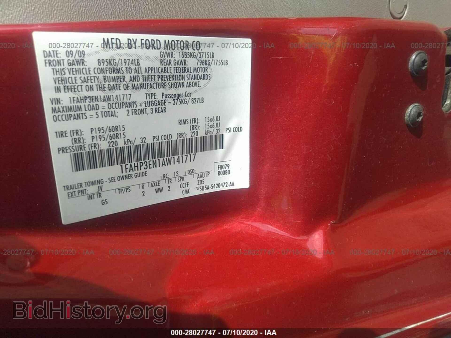 2010 FORD FOCUS - VIN: 1FAHP3EN1AW141717 - Фото 9