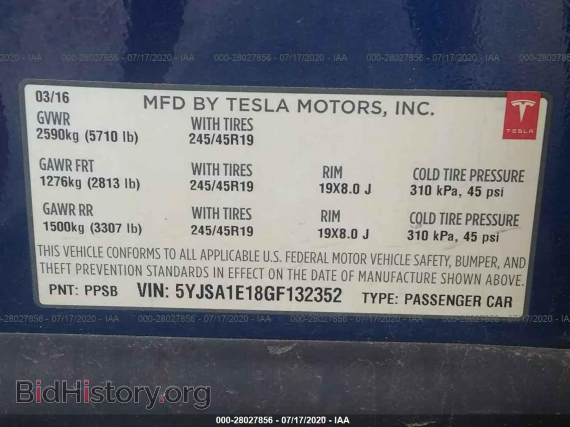 2016 TESLA MODEL S - VIN: 5YJSA1E18GF132352 - Фото 9