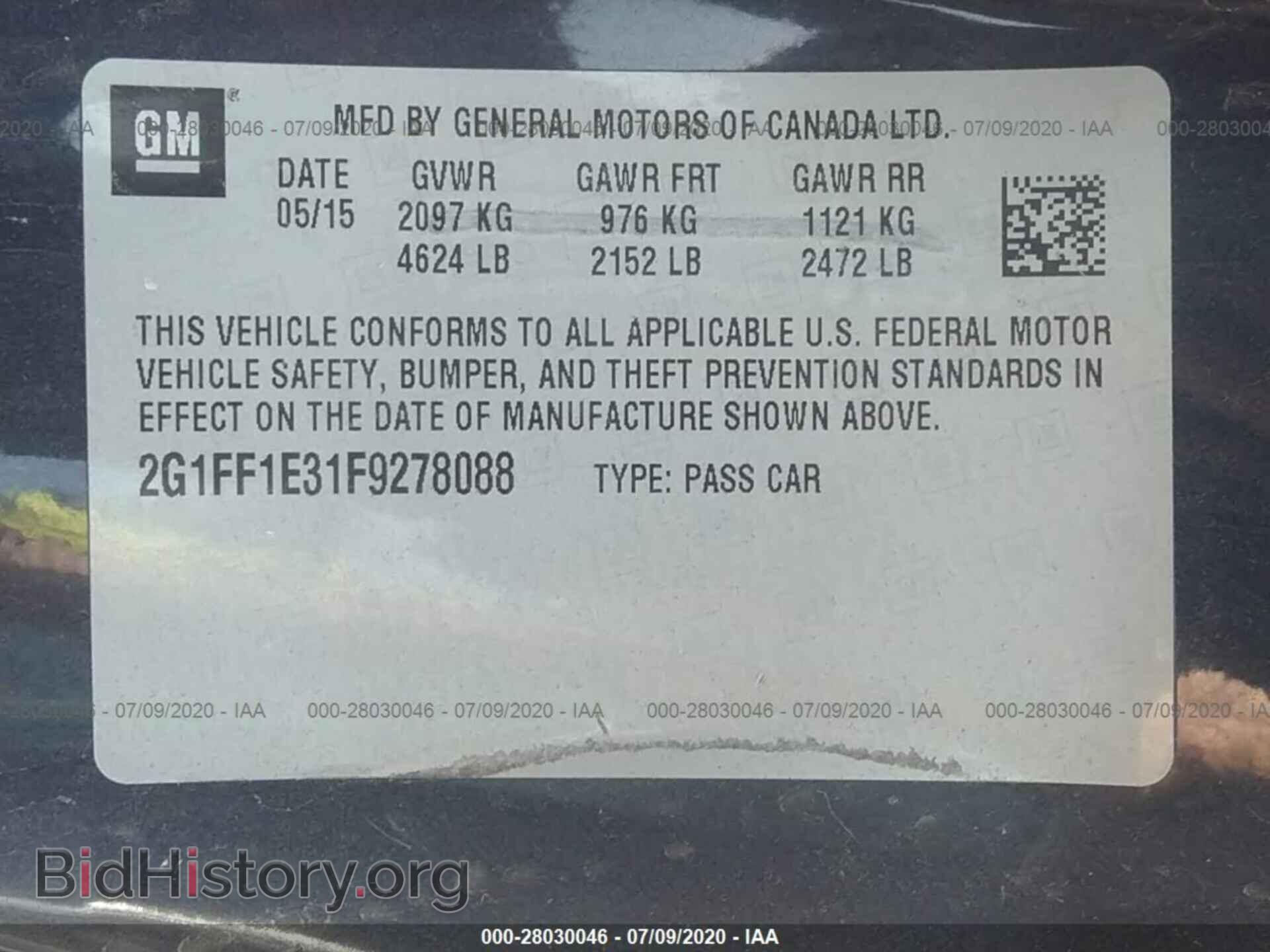 2015 CHEVROLET CAMARO - VIN: 2G1FF1E31F9278088 - Фото 9