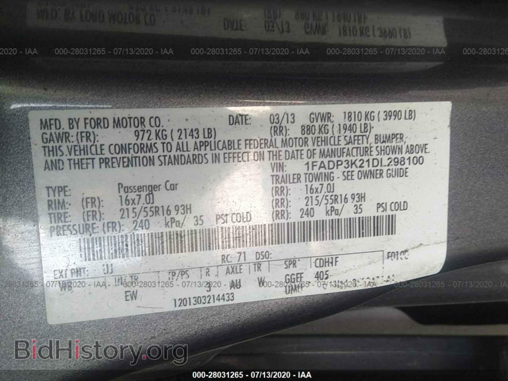 2013 FORD FOCUS - VIN: 1FADP3K21DL298100 - Фото 9
